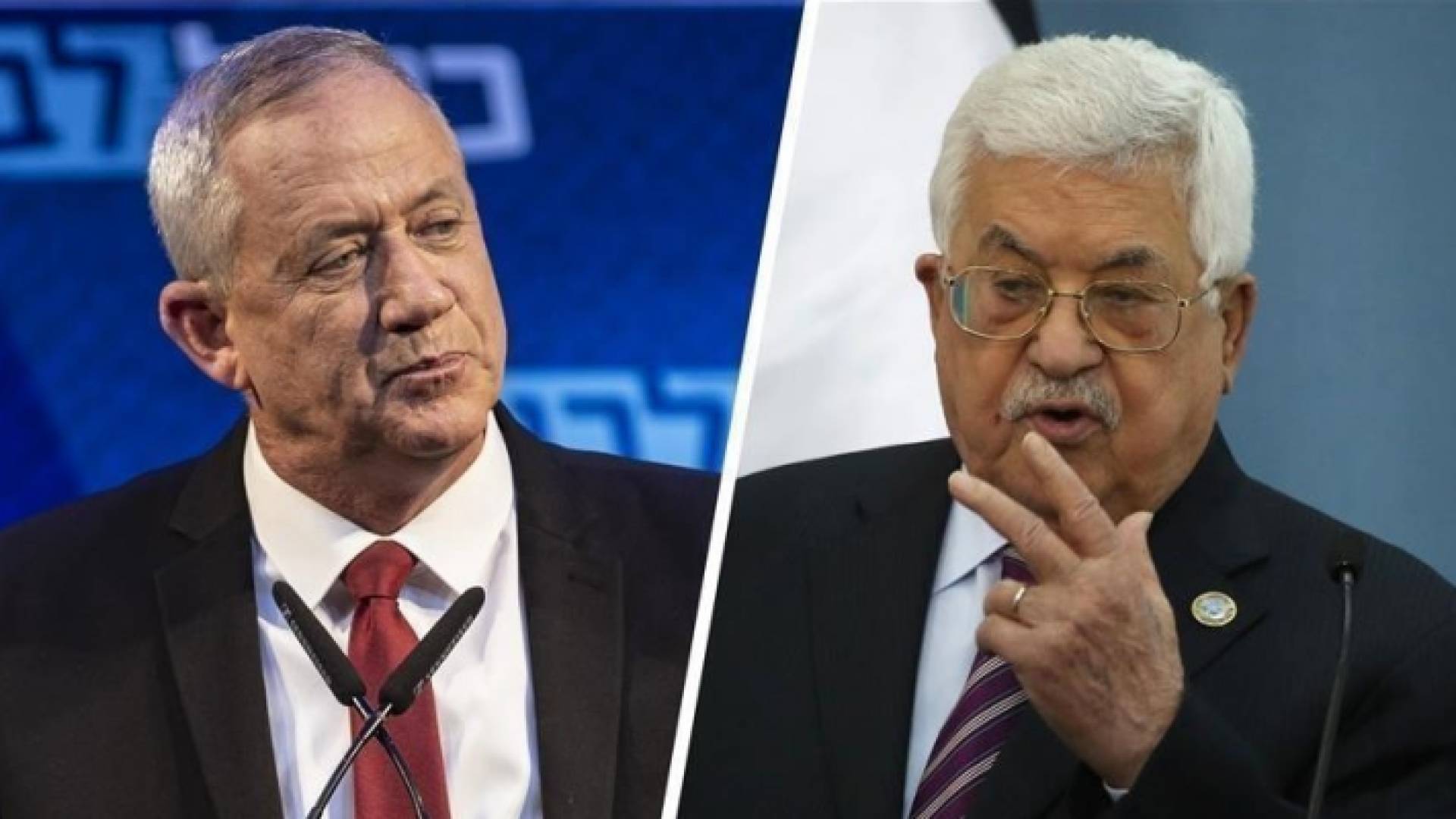 الرئيس الفلسطيني محمود عباس (يمين) ووزير دفاع الاحتلال الإسرائيلي بيني غانتس (يسار)