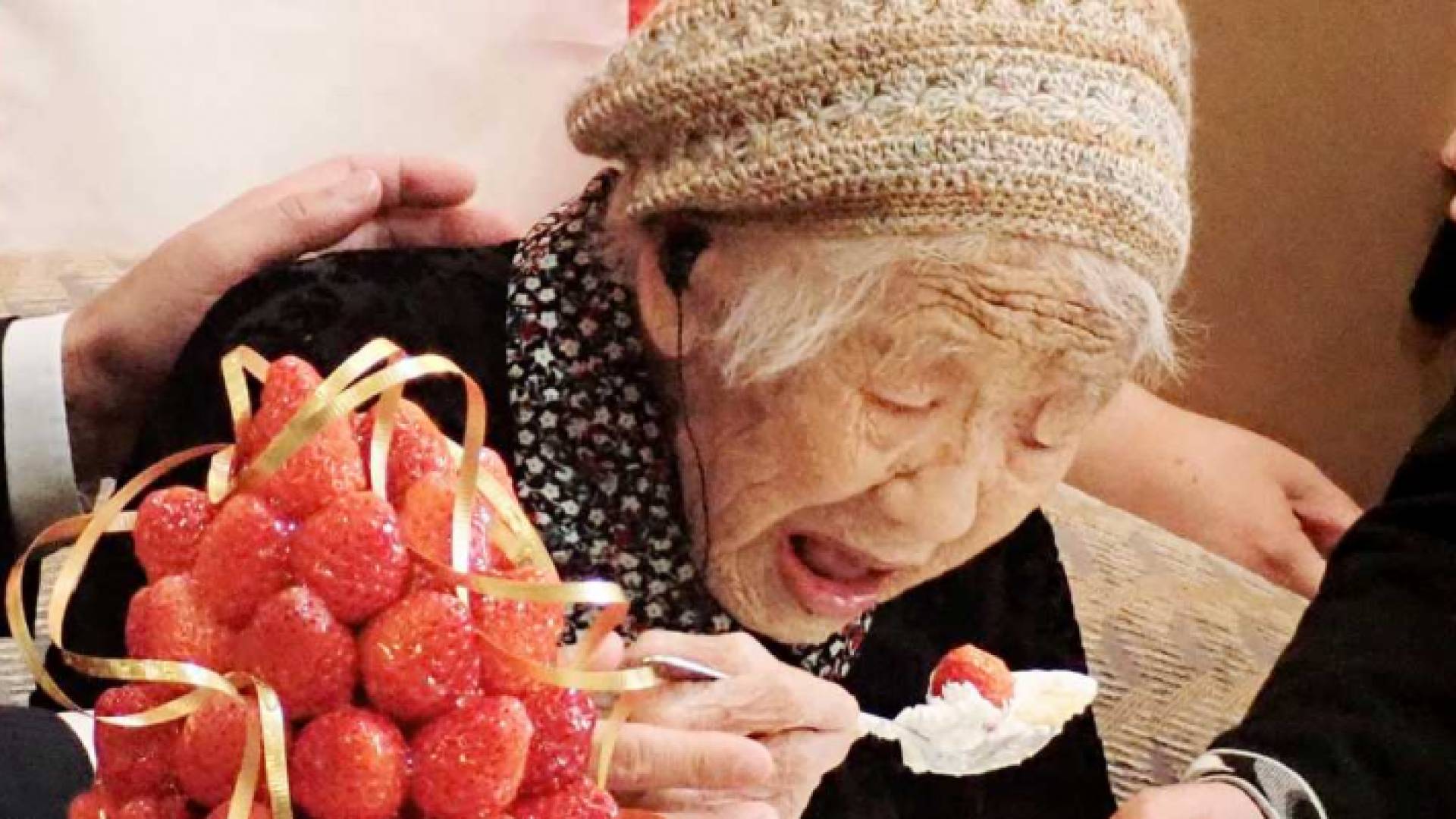 المعمرة اليابانية في عيد ميلادها سنة 2019