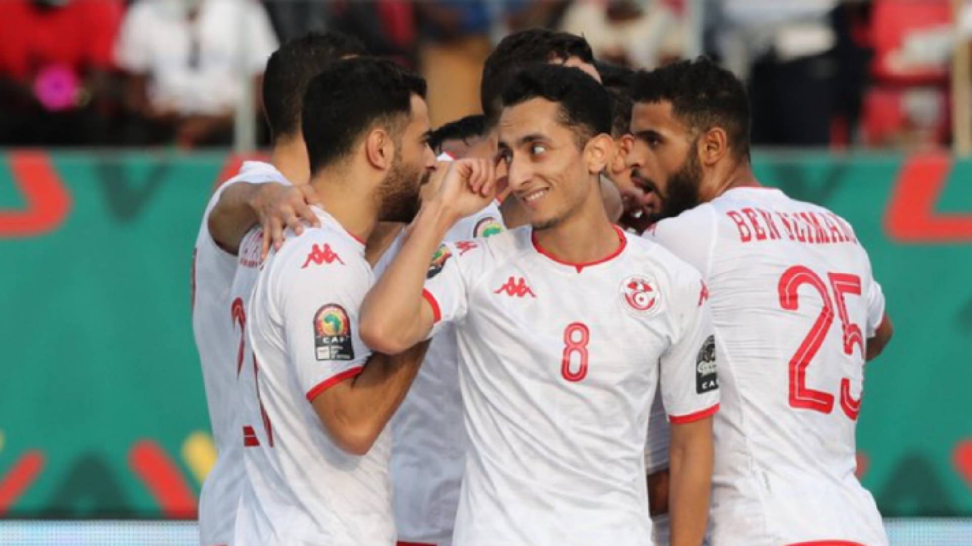 فرحة لاعبي تونس بتسجيلهم الأهداف في شباك موريتانيا