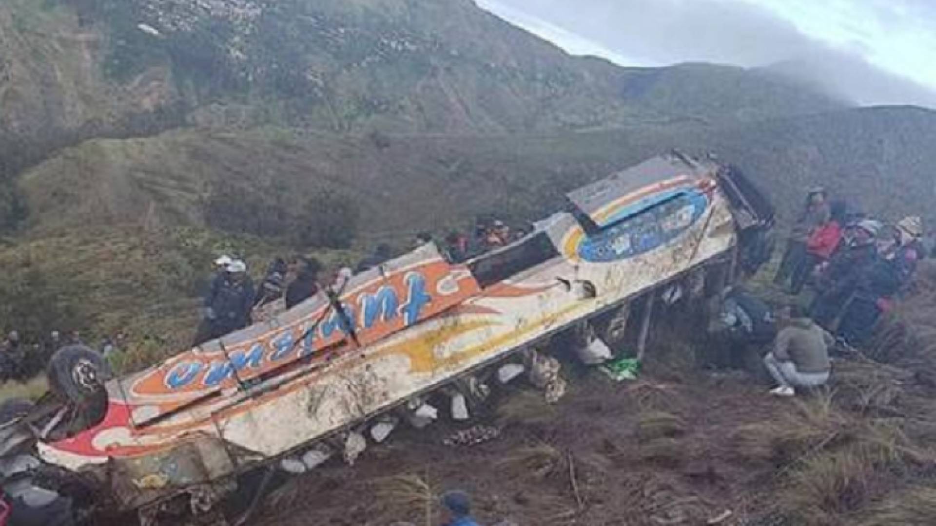 الحافلة بعد سقوطها