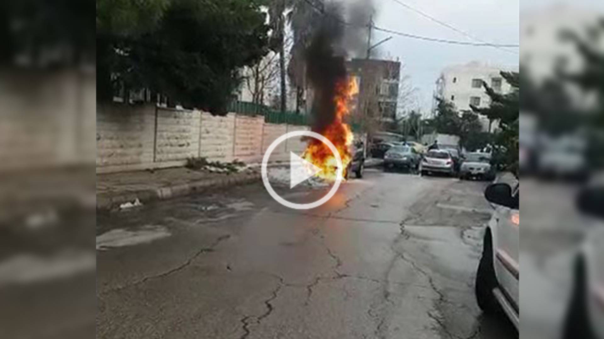 احتراق مركبة في العاصمة عمان