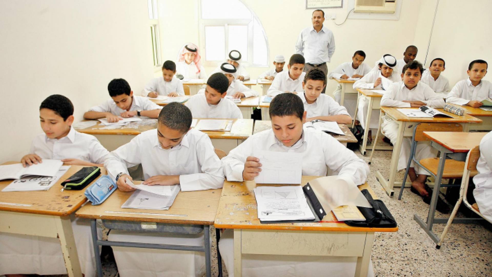 إحدى الغرف الصفية في مدرسة قطرية