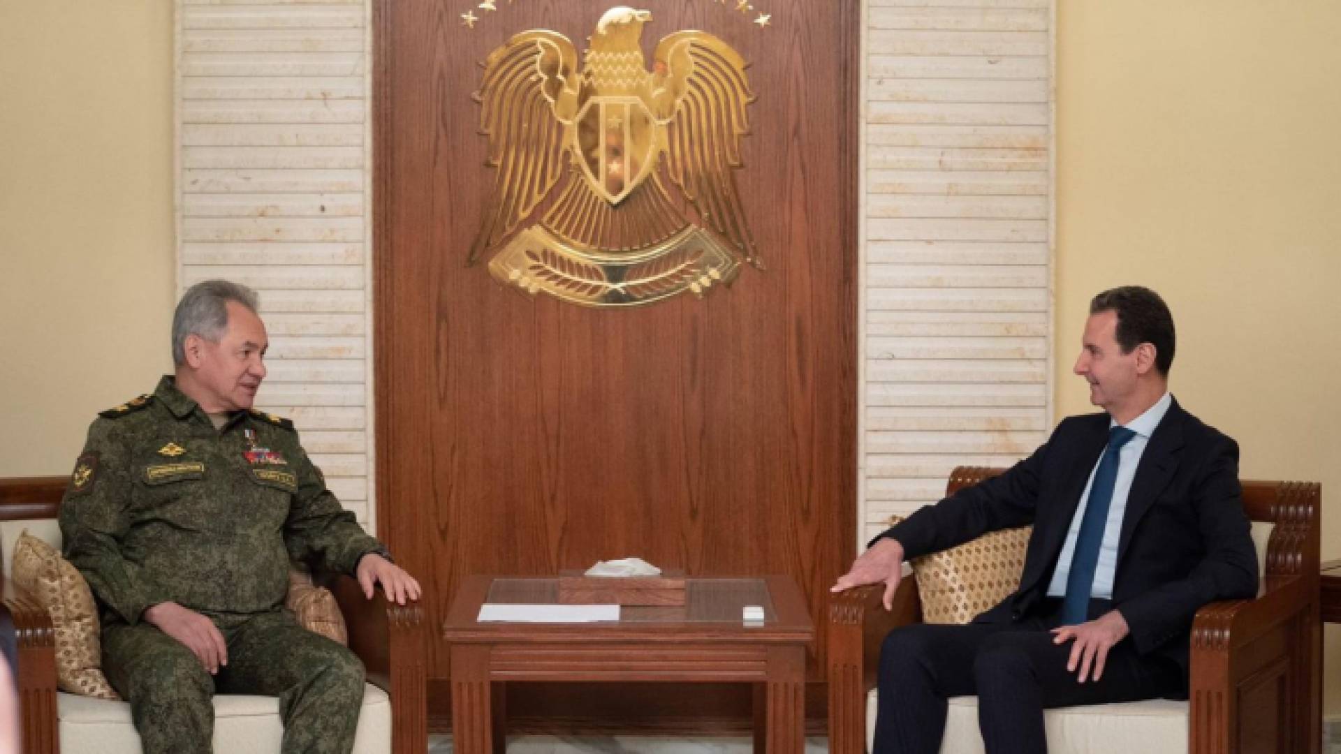 الرئيس السوري بشار الأسد خلال لقائه وزير الدفاع الروسي سيرغي شويغو