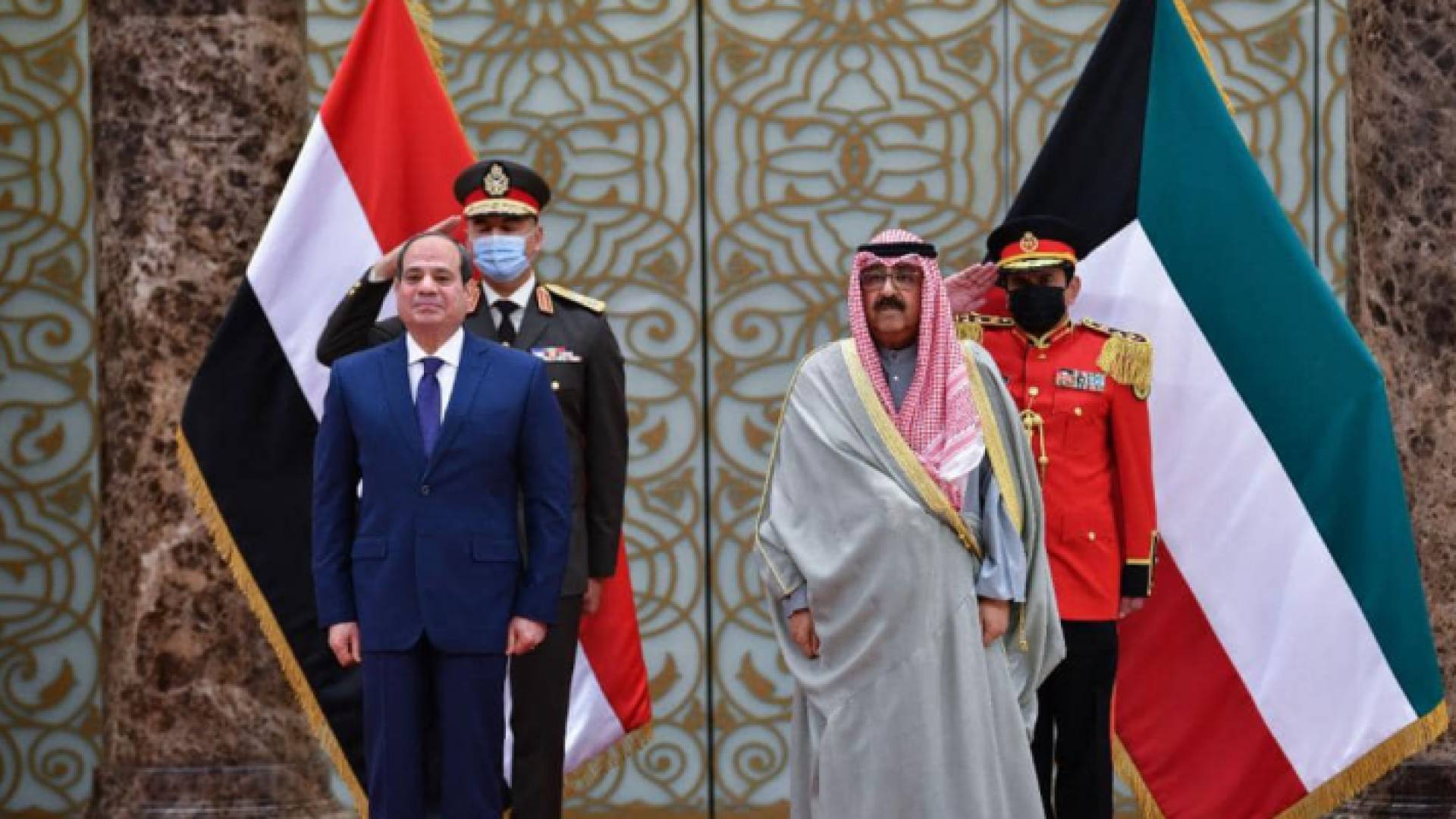 جانب من استقبال الرئيس المصري عبد الفتاح السيسي في الكويت