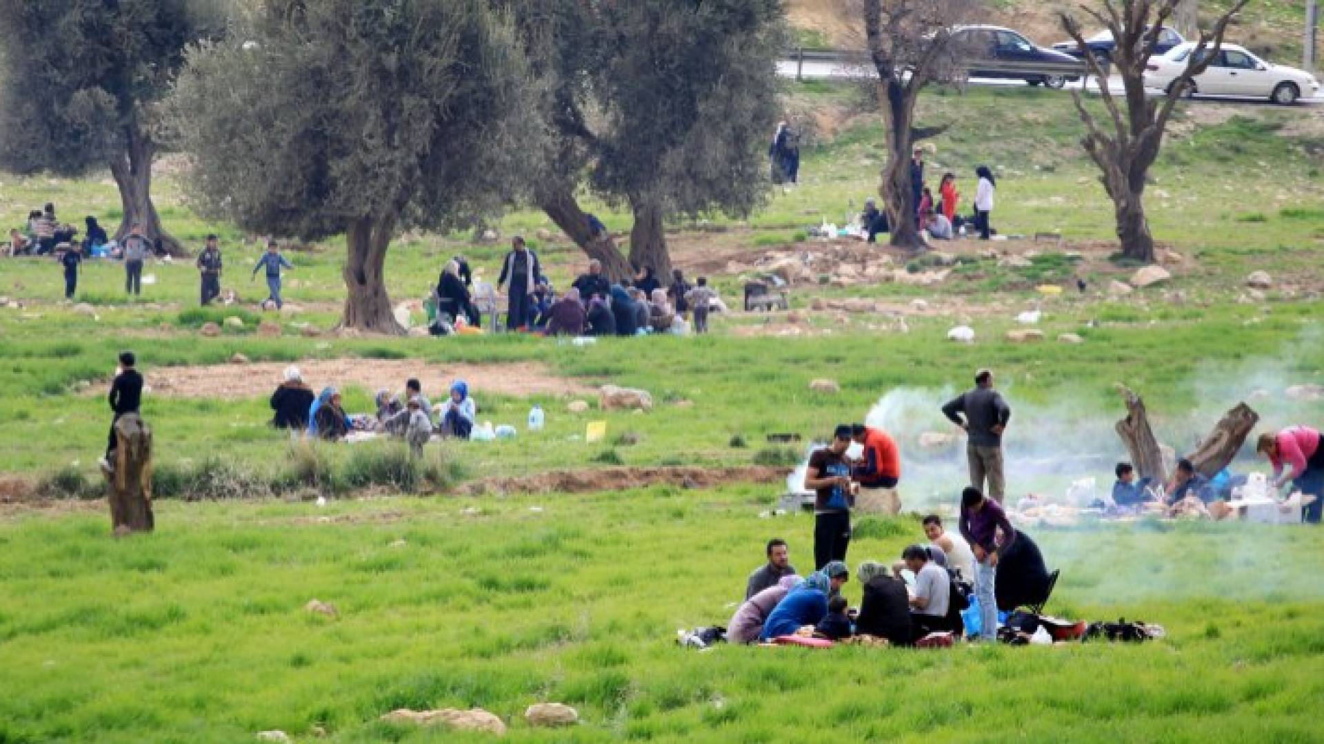 عائلات تتنوه في إحدى مناطق الأردن خلال فصل الربيع