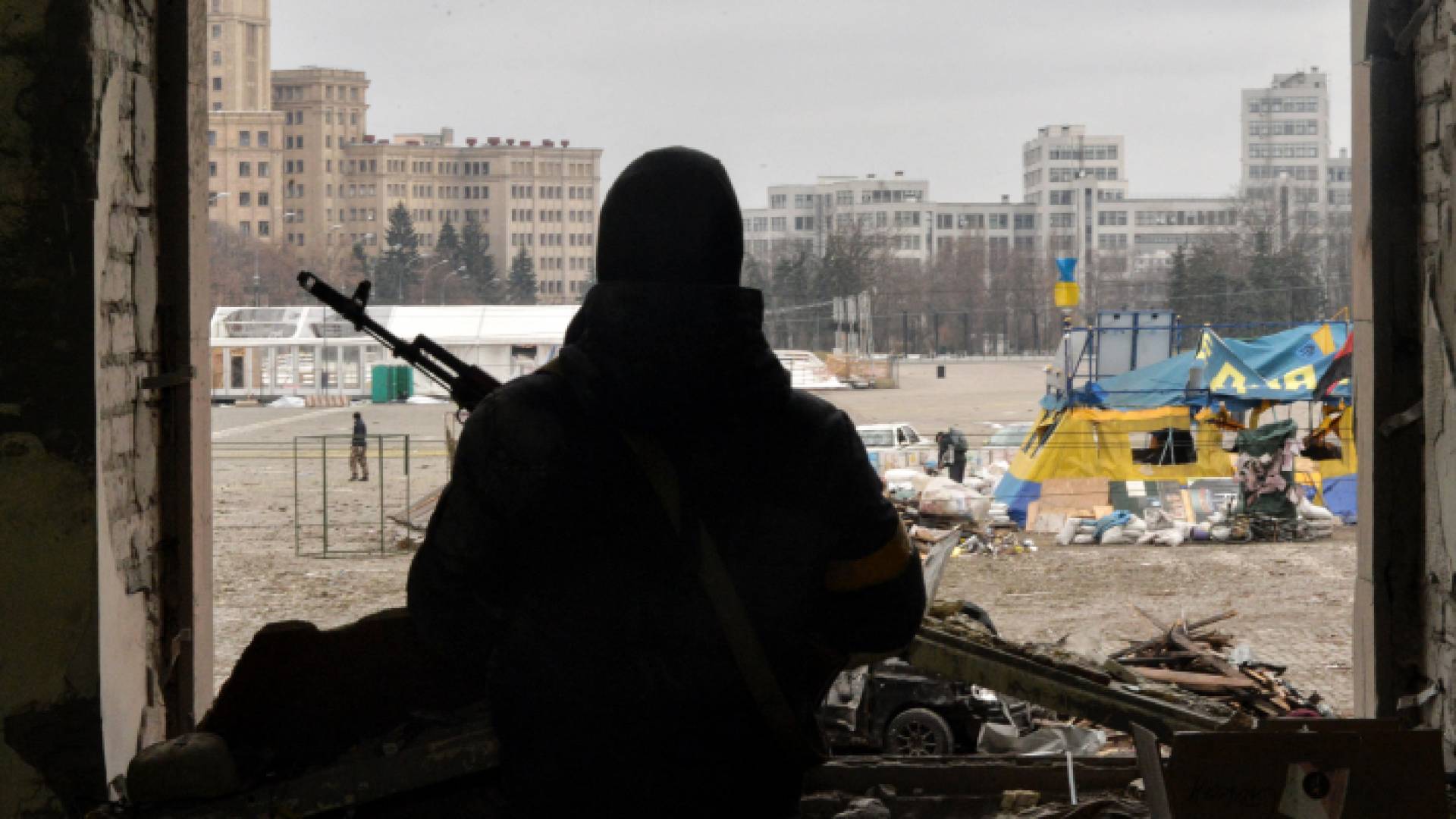 منظر للميدان خارج قاعة مدينة خاركيف - AFP