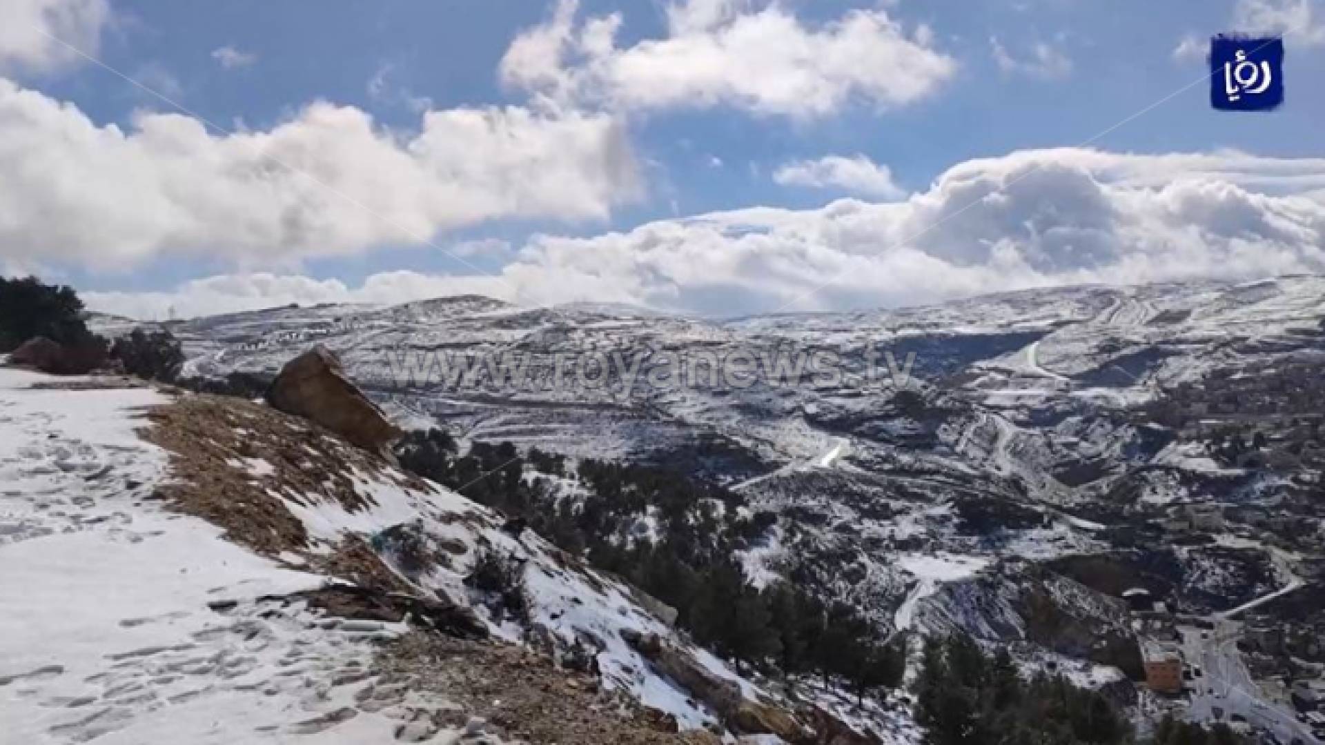 الثلوج في مرتفعات جنوب الأردن ارشيفية