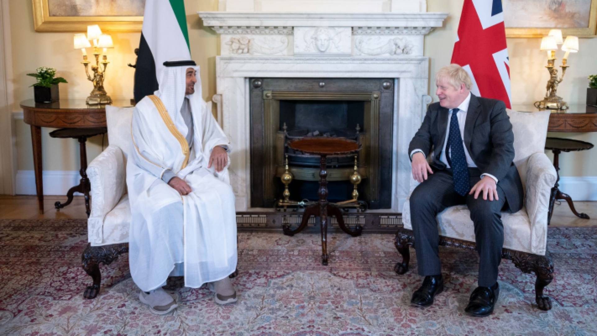 رئيس الوزراء البريطاني بوريس جونسون والرئيس الإماراتي محمد بن زايد آل نهيان - ارشيفية
