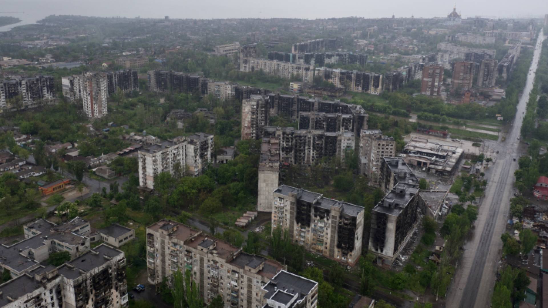 الدمار في إحدى المدن الأوكرانية