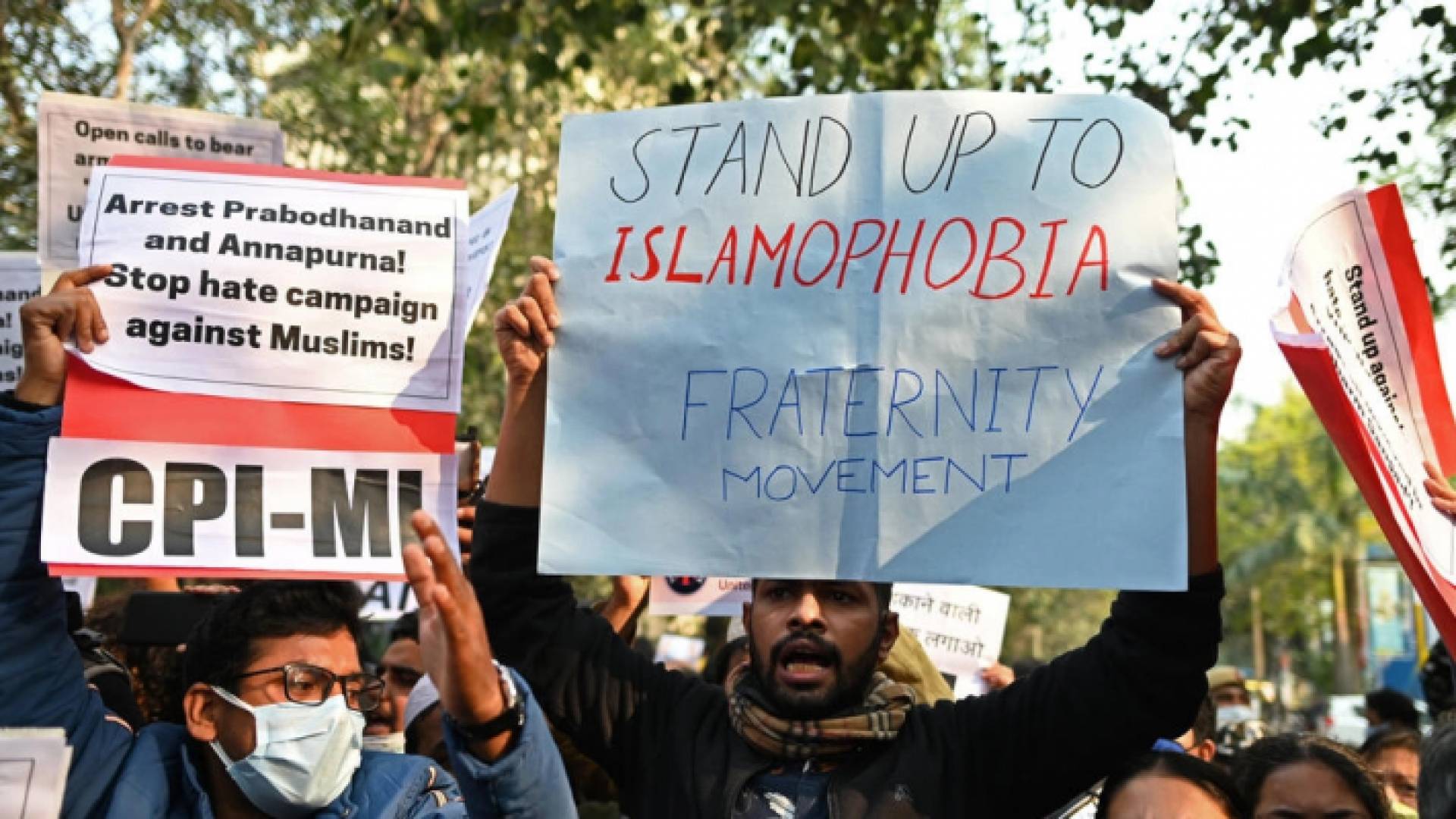 تظاهرة في نيودلهي بدعوة من عدة منظمات تنديدا بدعوة أصدرها متطرفون هندوس لقتل المسلمين جماعيا