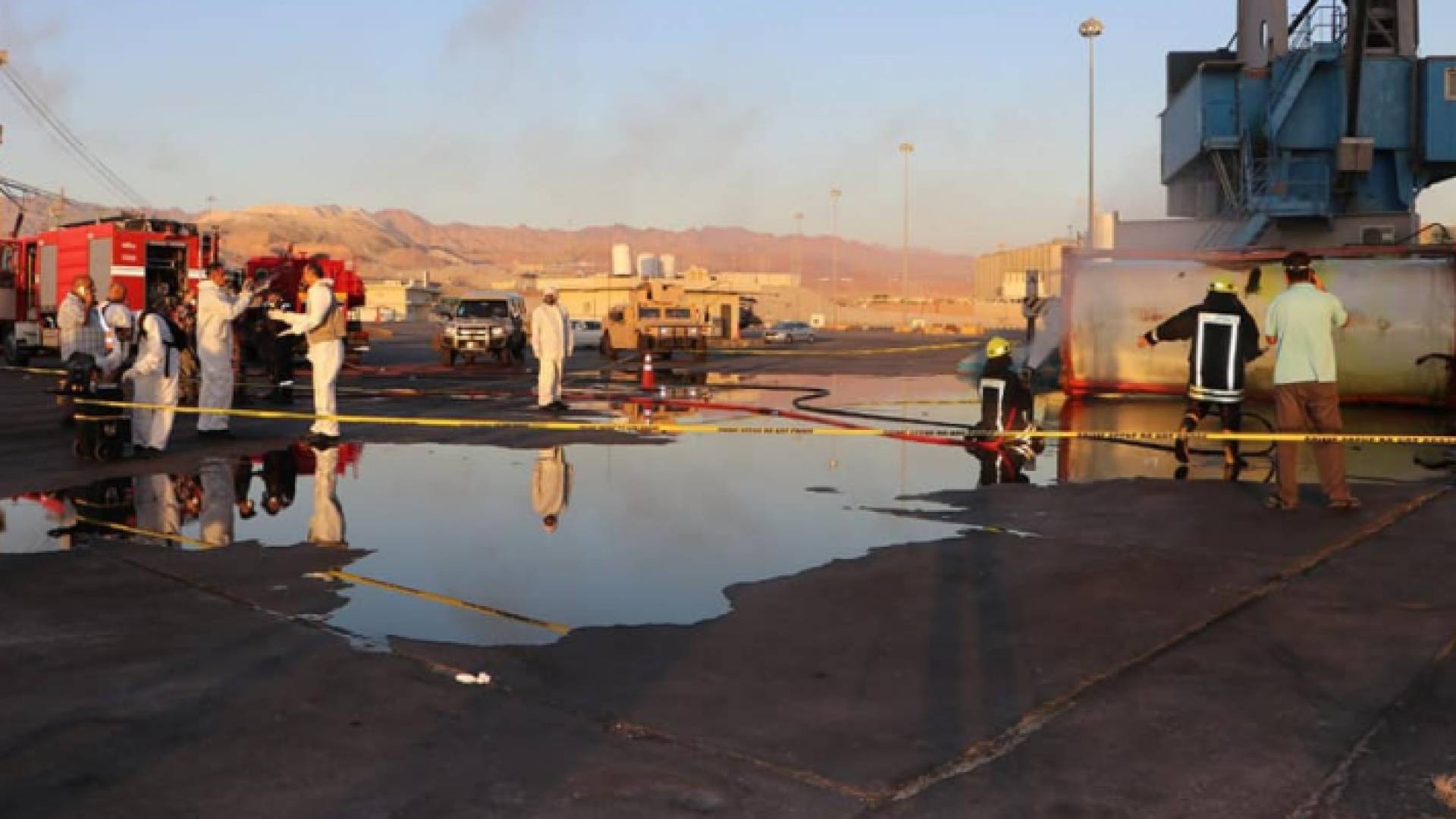 الصورة من الحادثة في ميناء العقبة