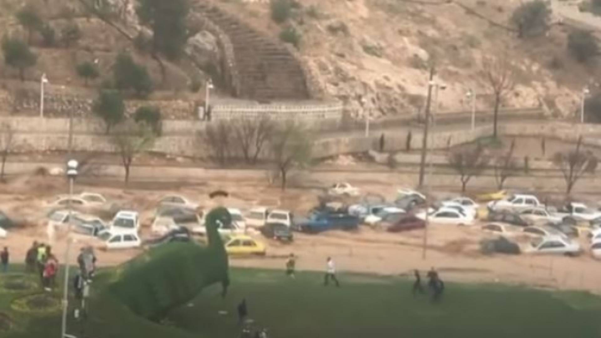 صورة ملتقطة من الفيديو للسيول الجارفة