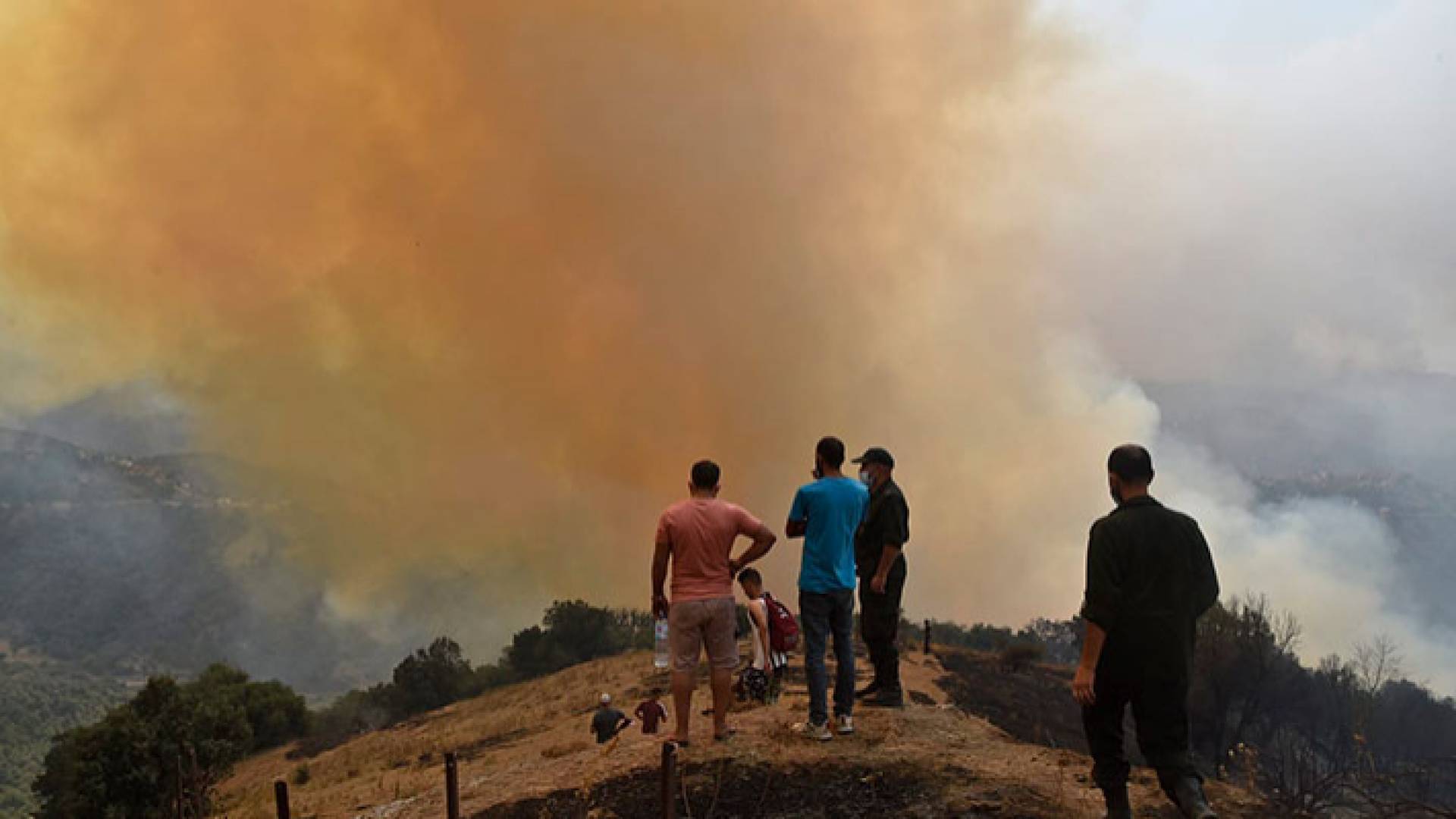 جانب من الحرائق المشتعلة شرقي الجزائر