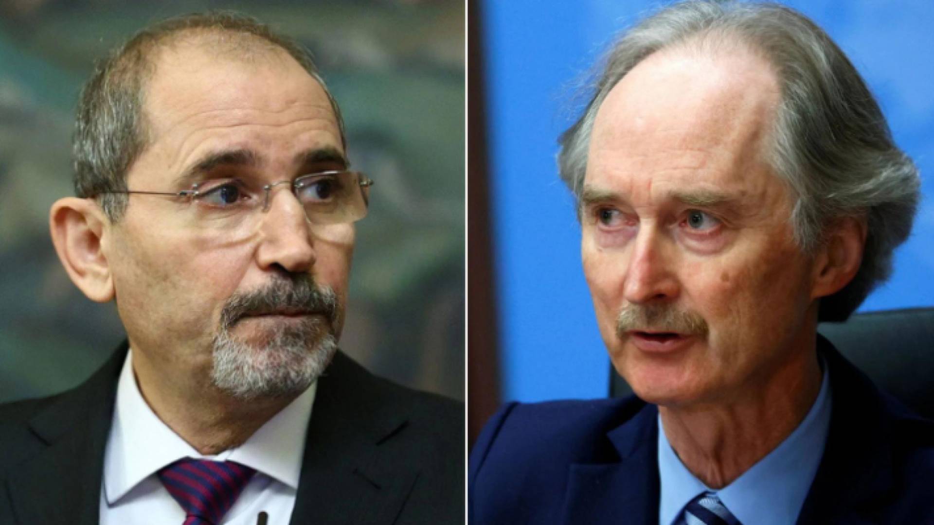 وزير الخارجية وشؤون المغتربين أيمن الصفدي مع المبعوث الخاص لسوريا غير بيدرسون