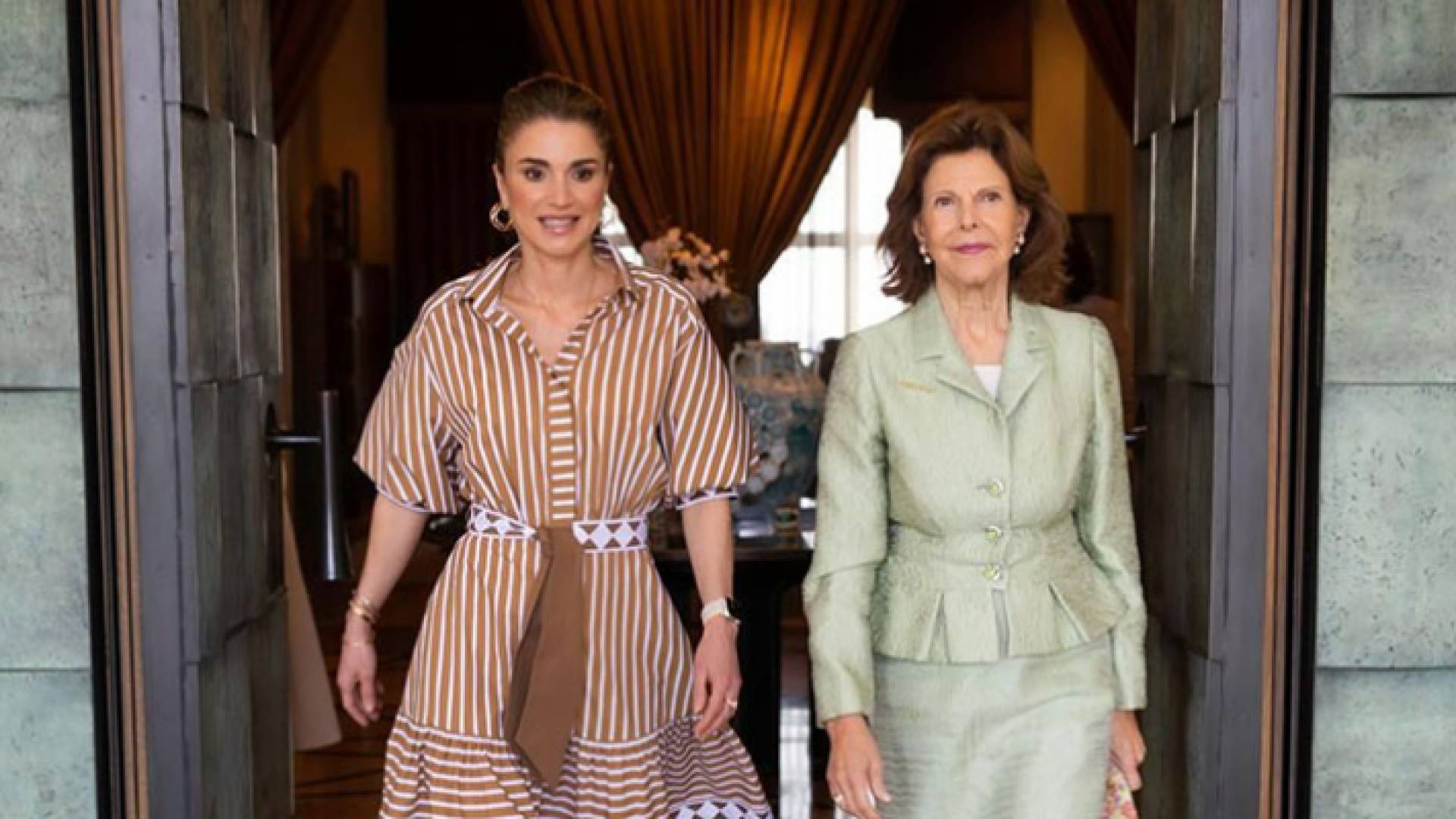 جلالة الملكة رانيا العبد الله وجلالة الملكة سيلفيا ملكة السويد