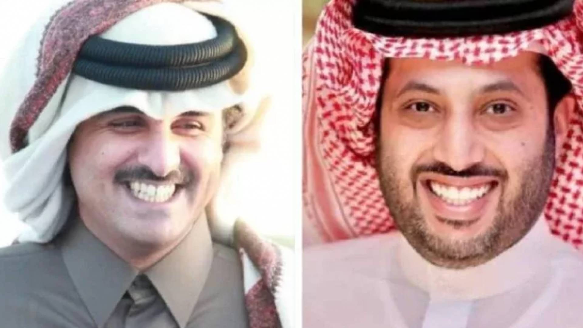 رئيس هيئة الترفيه السعودية تركي آل الشيخ (يمين) وأمير قطر الشيخ تميم بن حمد آل ثاني (يسار)