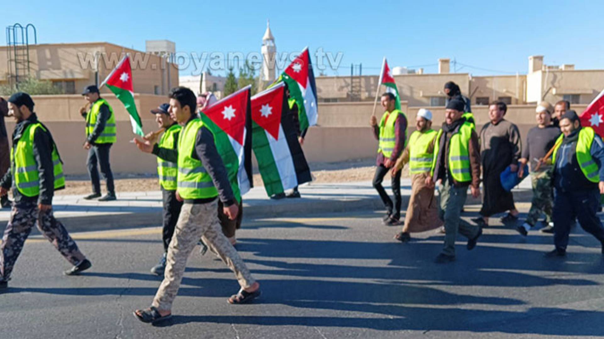 جانب من مسيرة الشبان المتعطلين عن العمل في معان