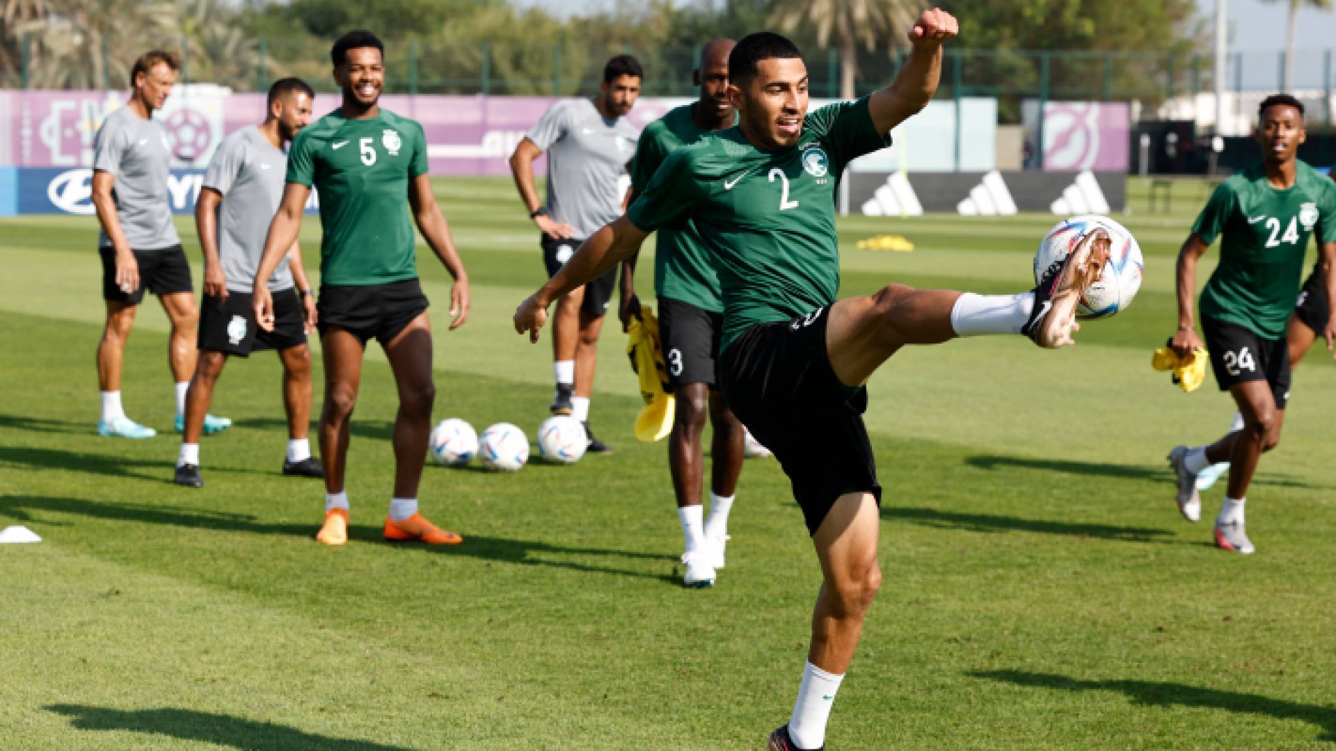 جانب من تدريبات المنتخب السعودي في قطر