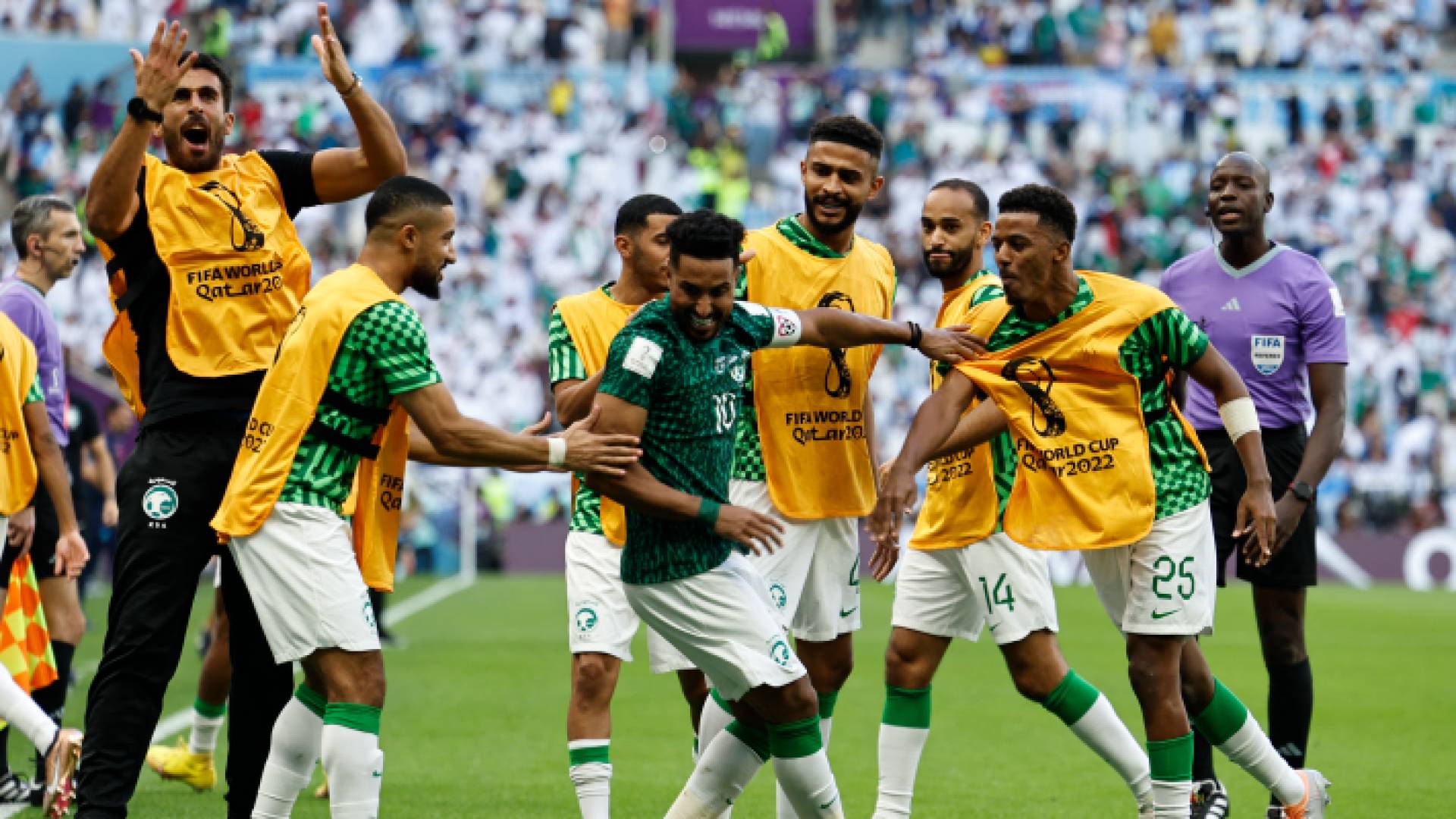 من مباراة السعودية والأرجنتين