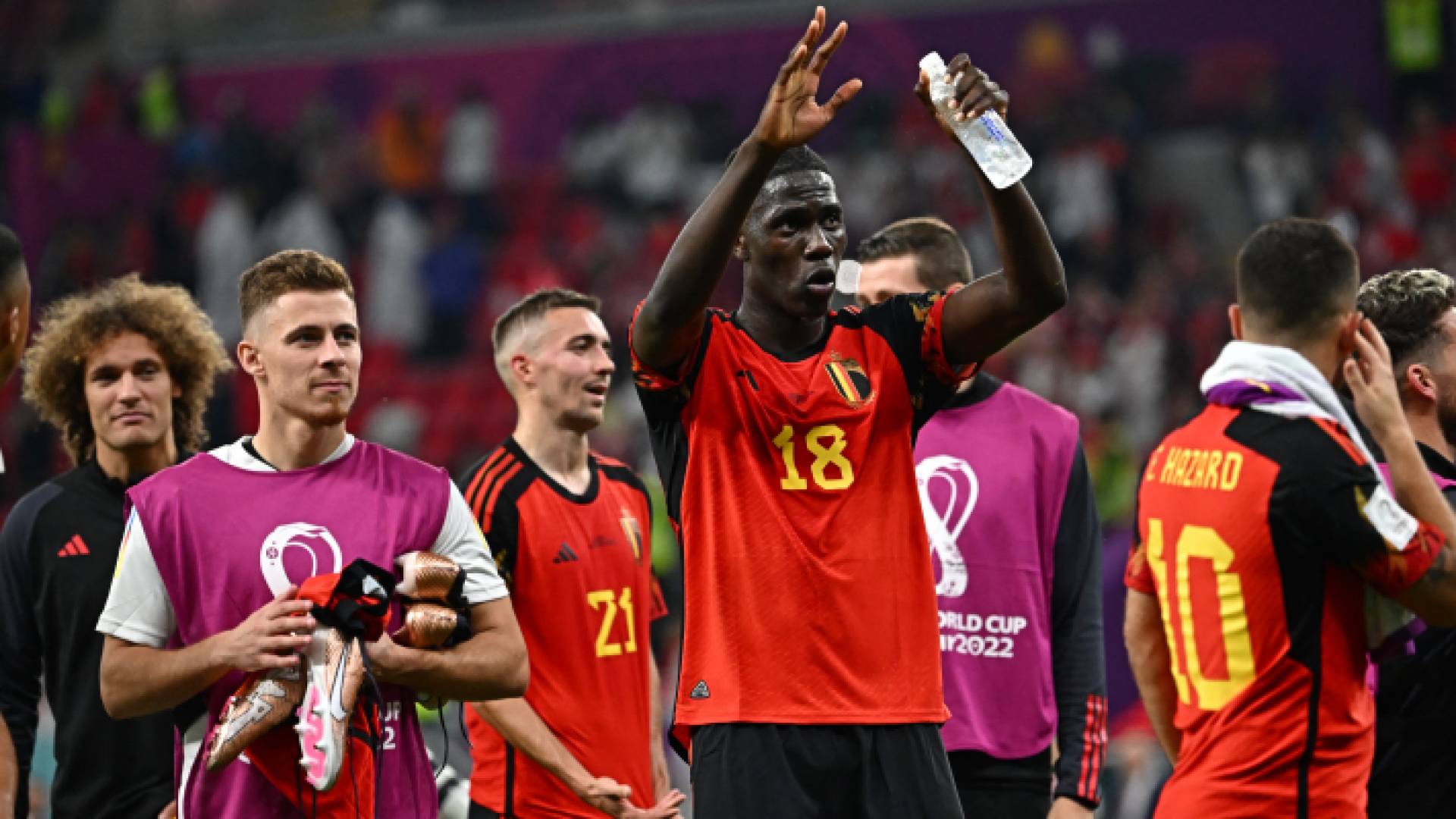 من احتفال نجوم بلجيكا بعد الفوز