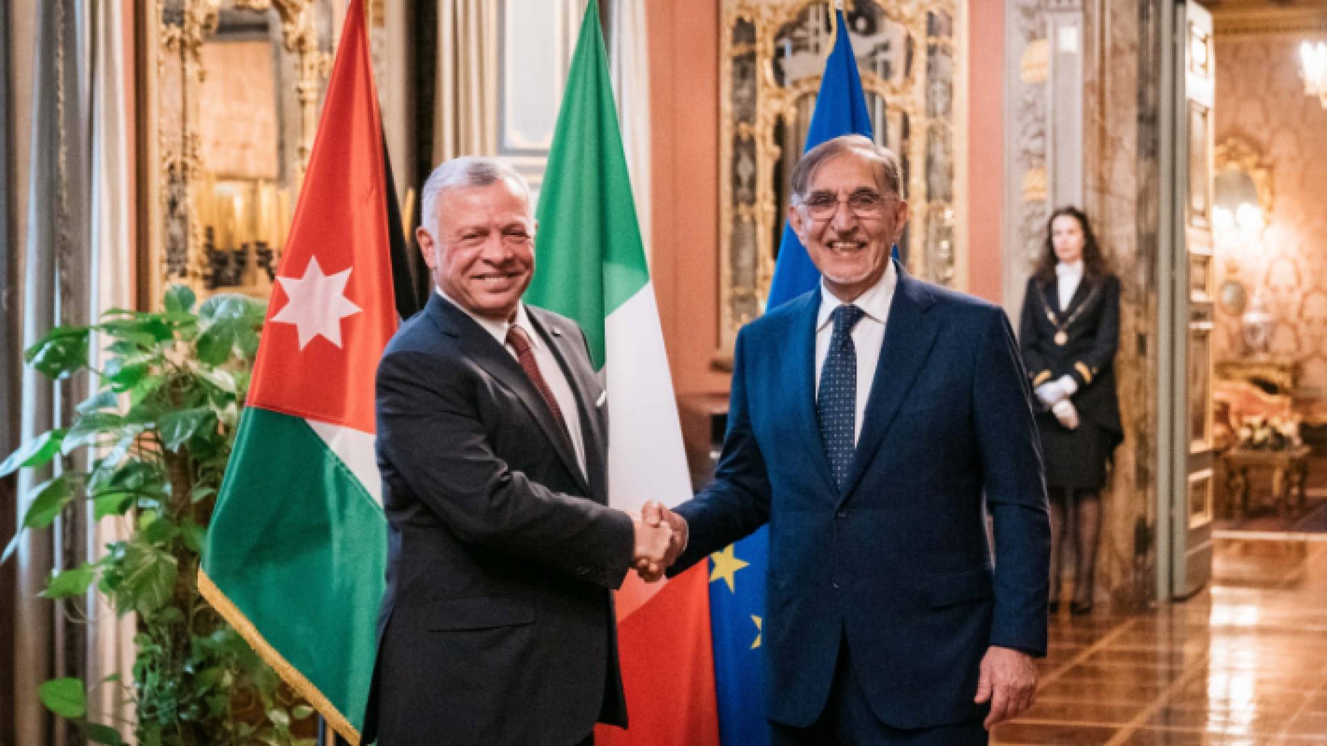 جانب من لقاءات الملك مع رئيسي مجلسي الشيوخ والنواب الإيطالي