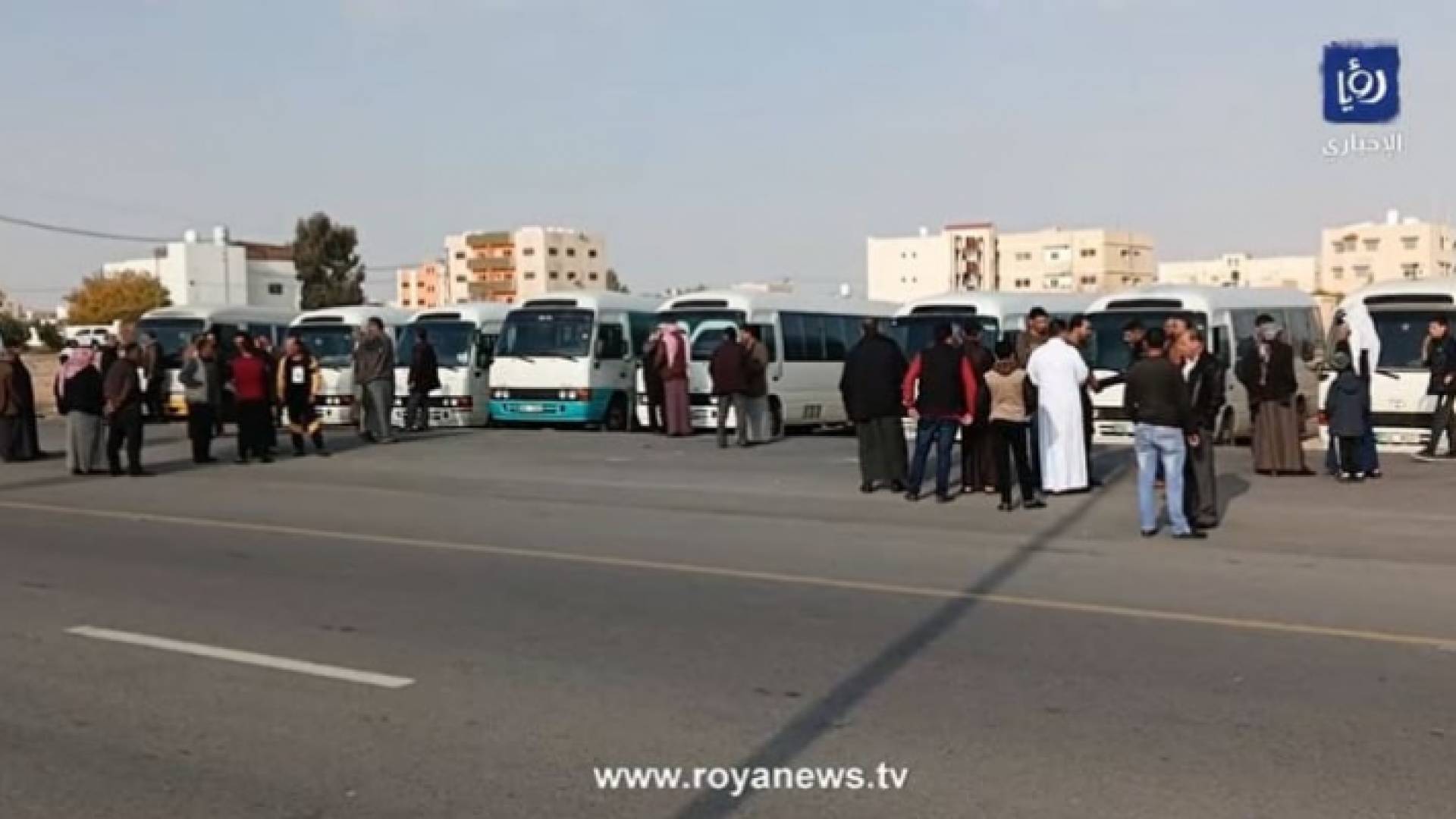 صورة من إضراب حافلات النقل العام