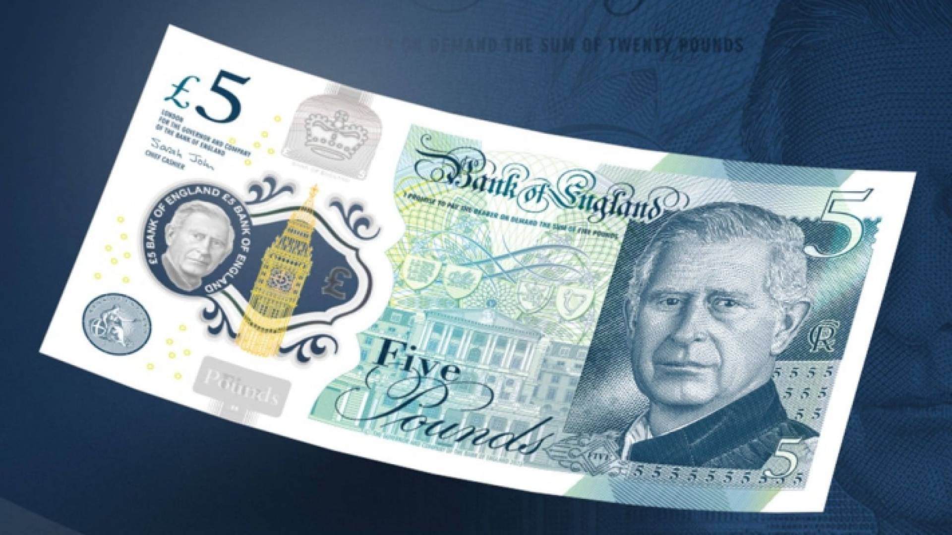 إحدى فئات الأوراق التي ستظهر عليها صورة الملك تشارلز