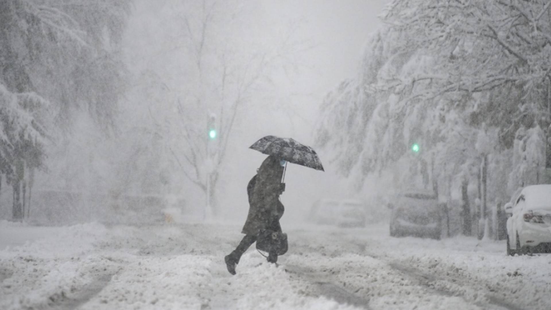 سيدة تحمل مظلة في إحدى الولايات الأمريكية