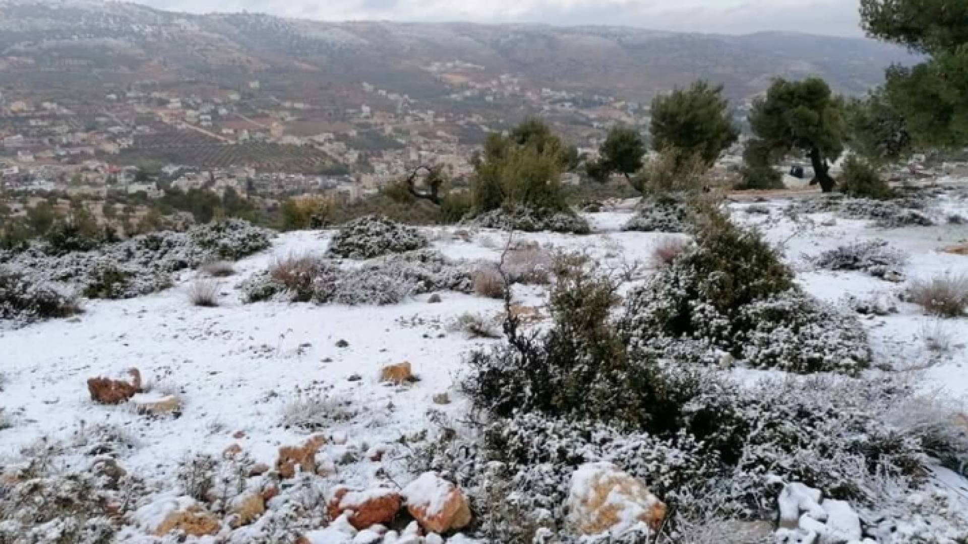 صورة أرشيفية لزخات ثلجية في أعالي القمم الجنوبية في الأردن