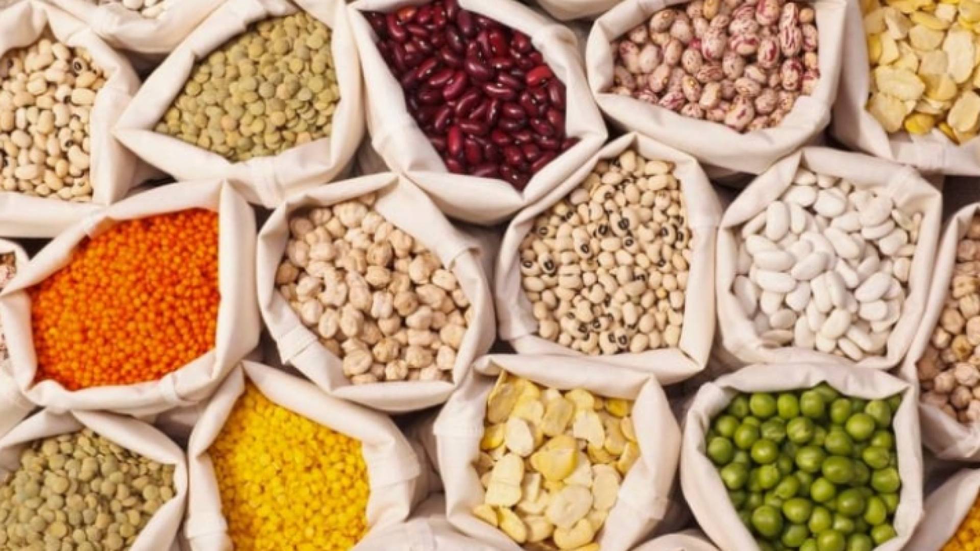 أصناف متنوعة من الحبوب والمواد الغذائية