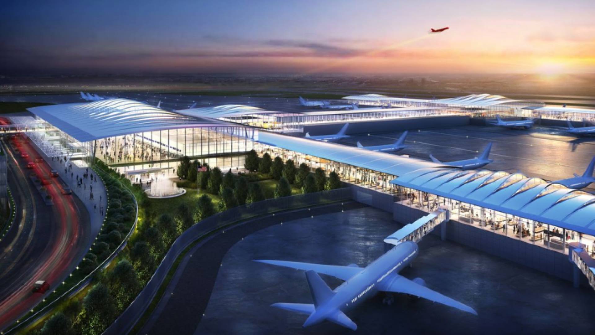 رسم توضيحي لاحد مطارات أمريكا