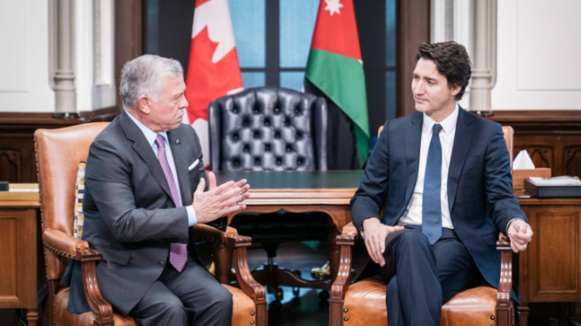 جانب من اجتماع الملك وترودو