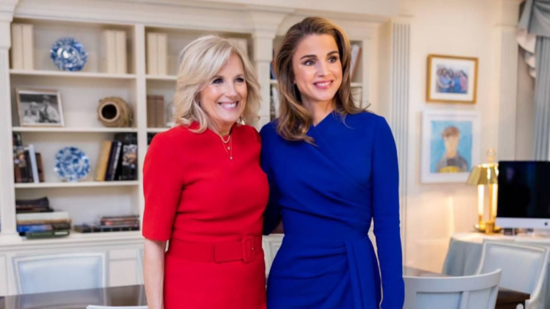 الملكة رانيا العبدالله وزوجة الرئيس الأمريكي جيل بايدن