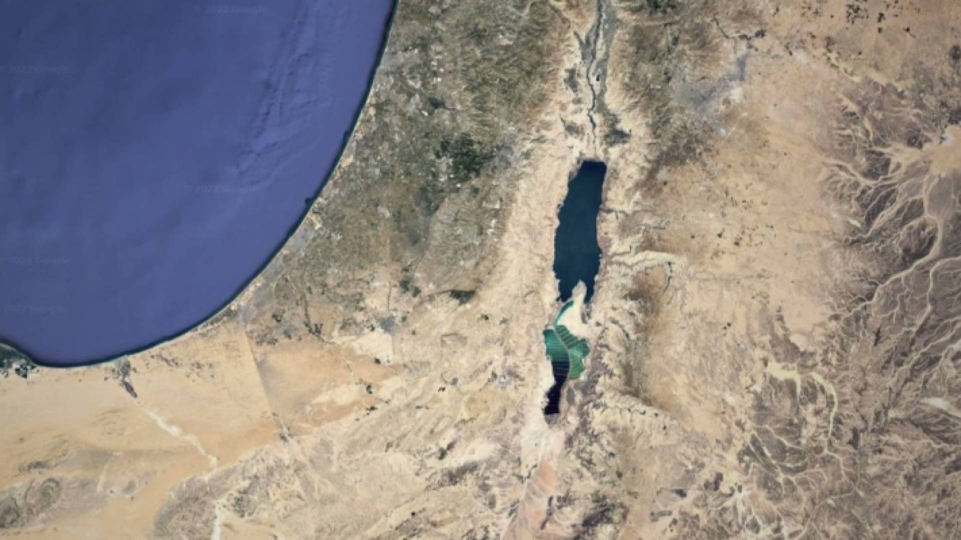 البحر الميت من نظام خرائط جوجل