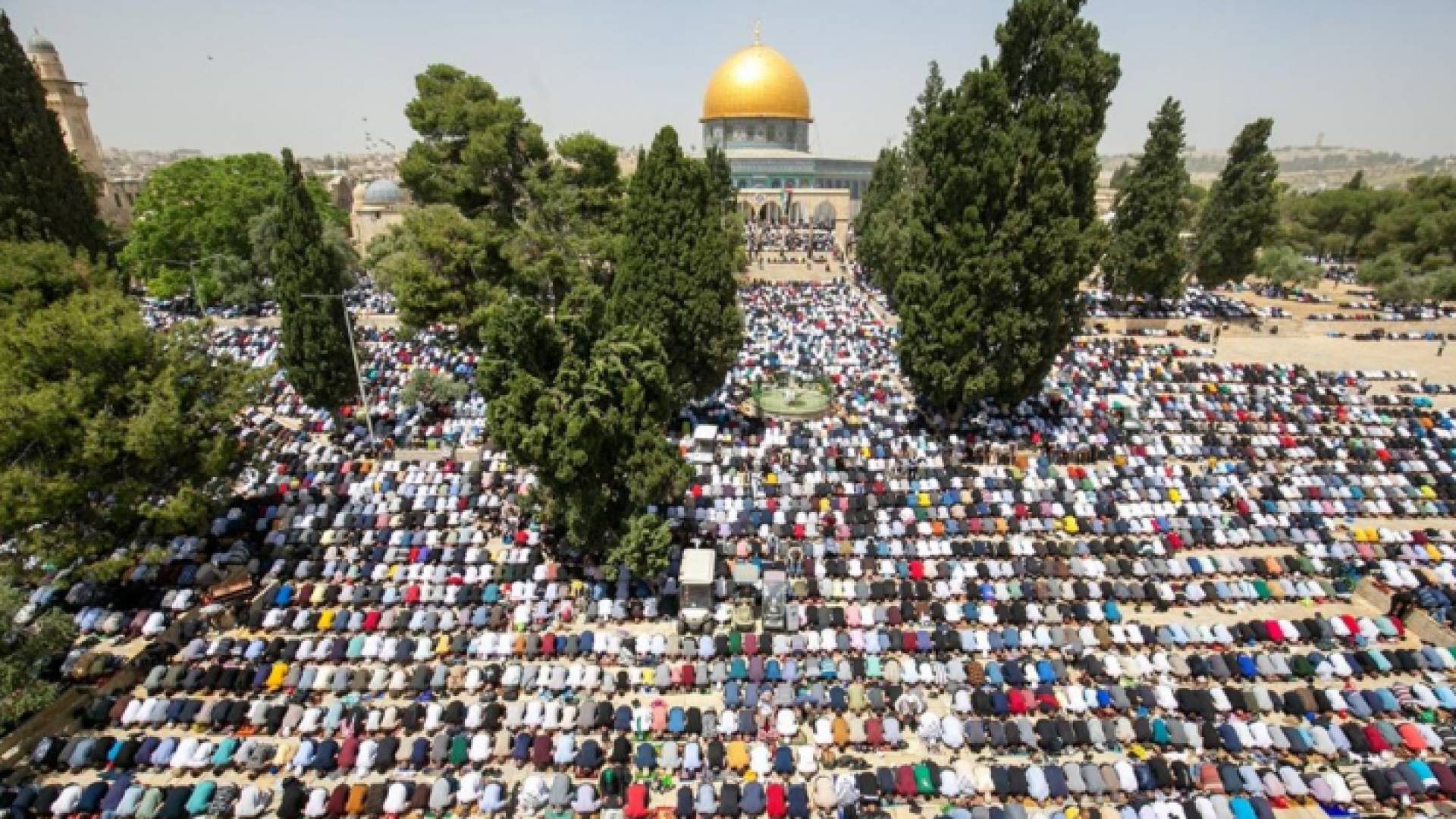 فلسطينيون أثناء تأدية صلاة الجمعة في المسجد الأقصى