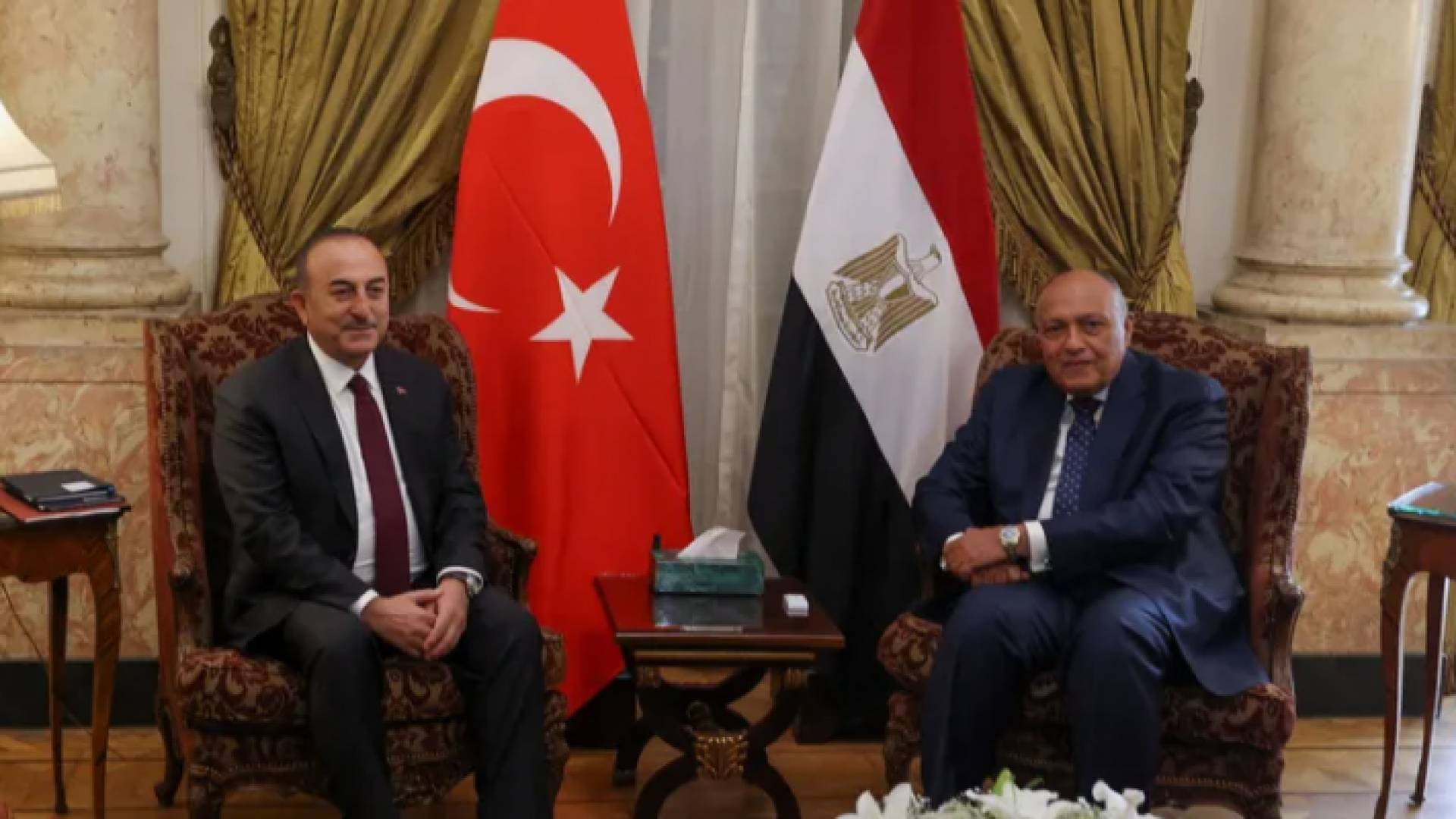 جانب من لقاء الوزيرين في مقر الخارجية المصرية