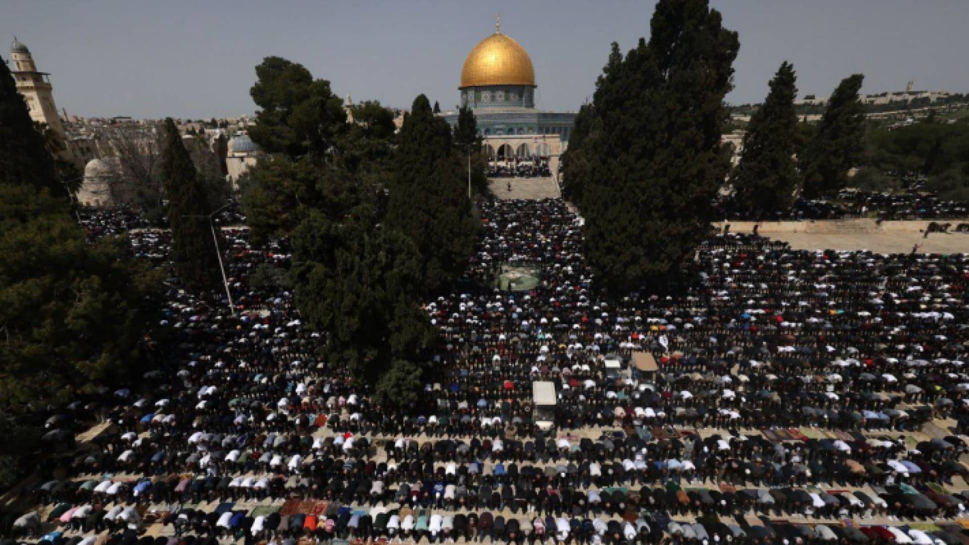 آلاف المصلين في باحات المسجد الأقصى المبارك