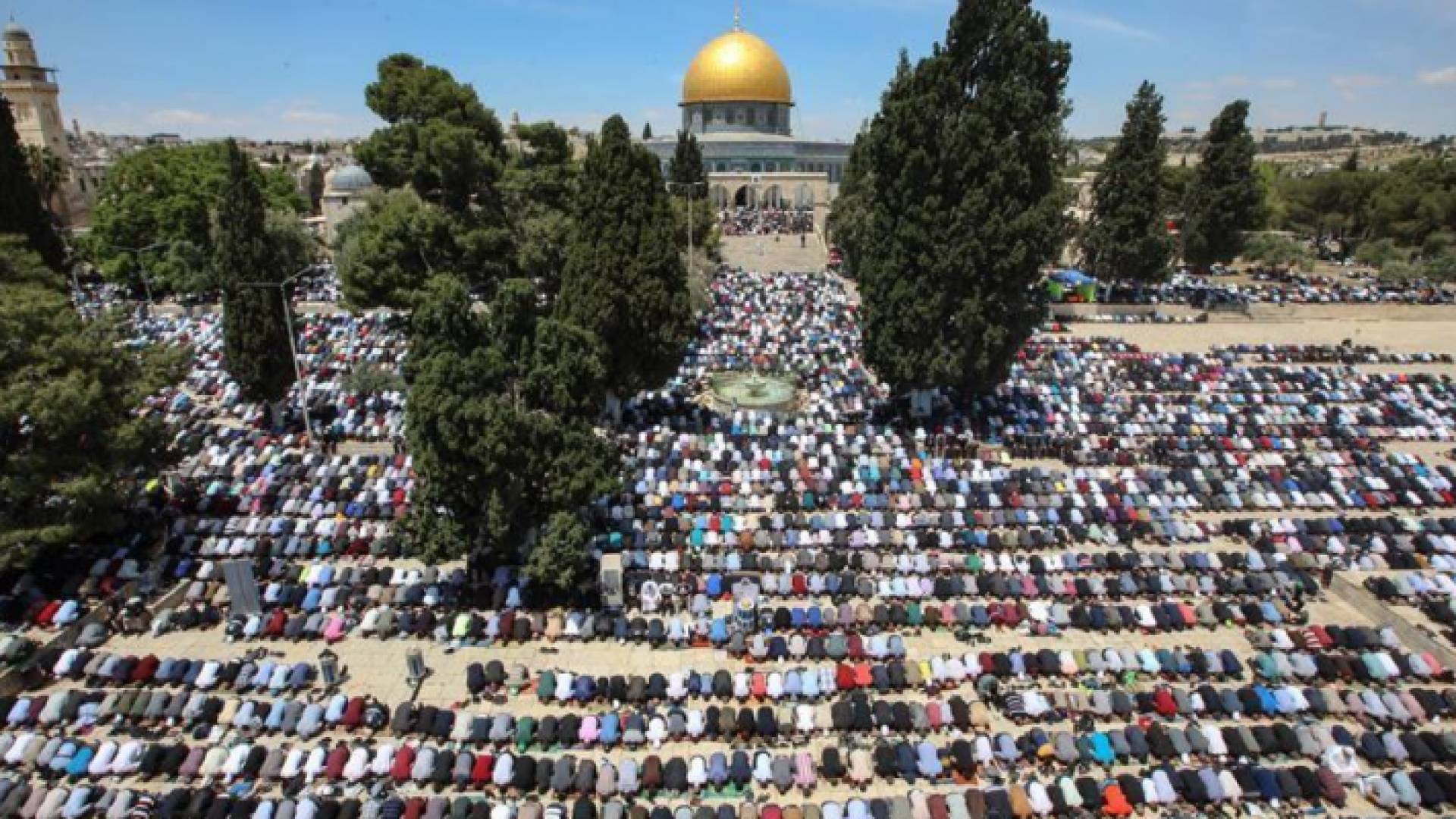 مصلون في رحاب المسجد الأقصى