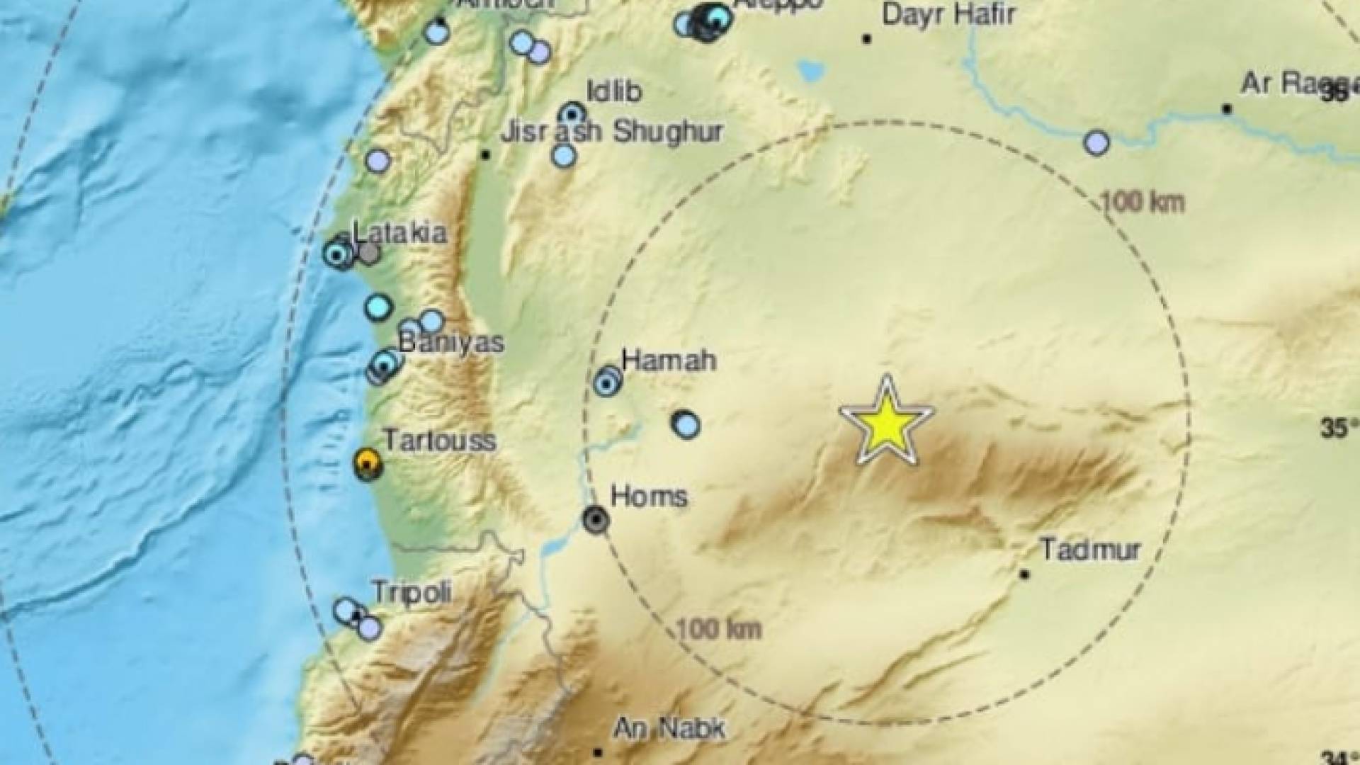 صورة لمركز الزلزال