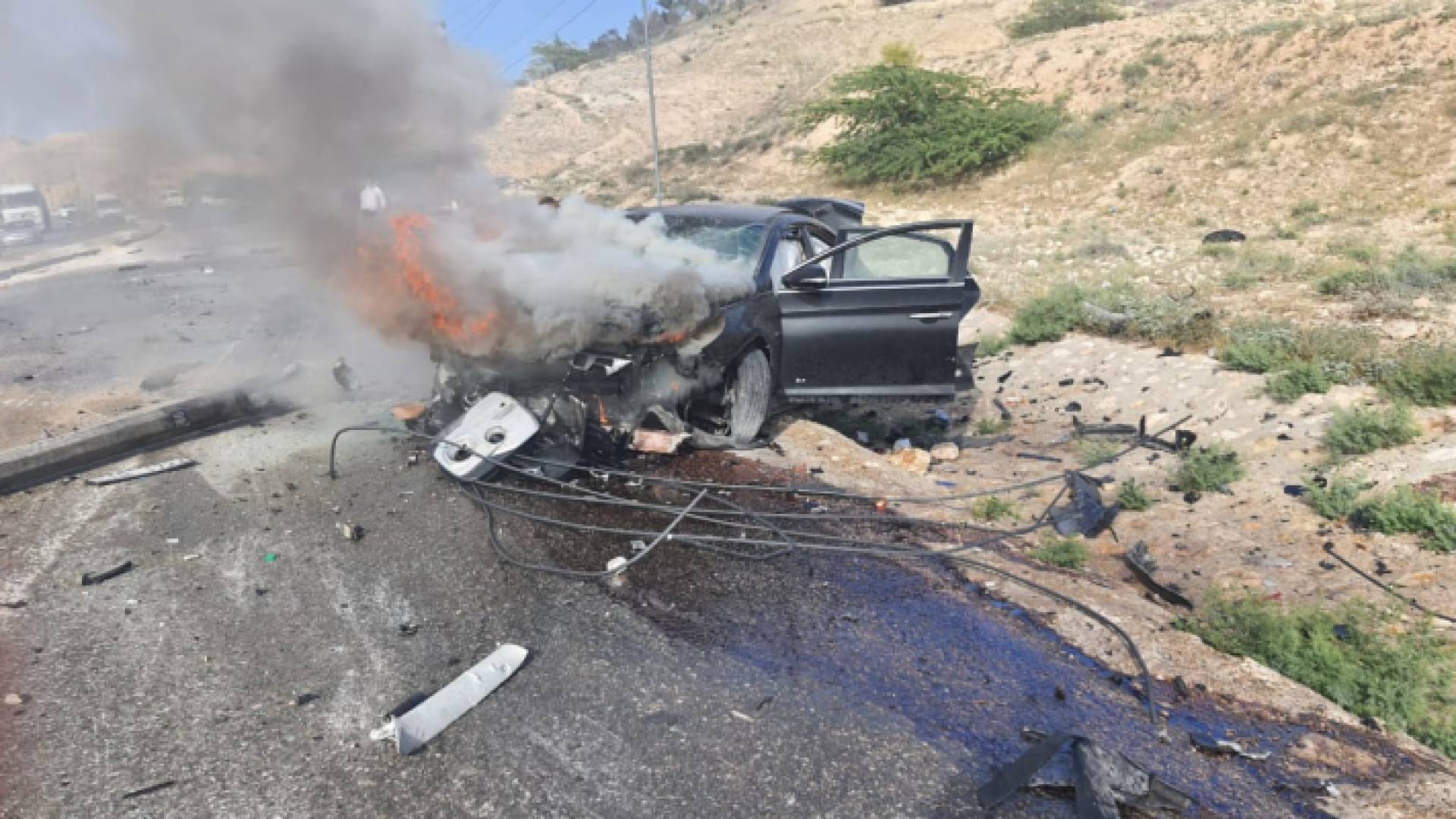 جانب من الحادث المروع على طريق العدسية