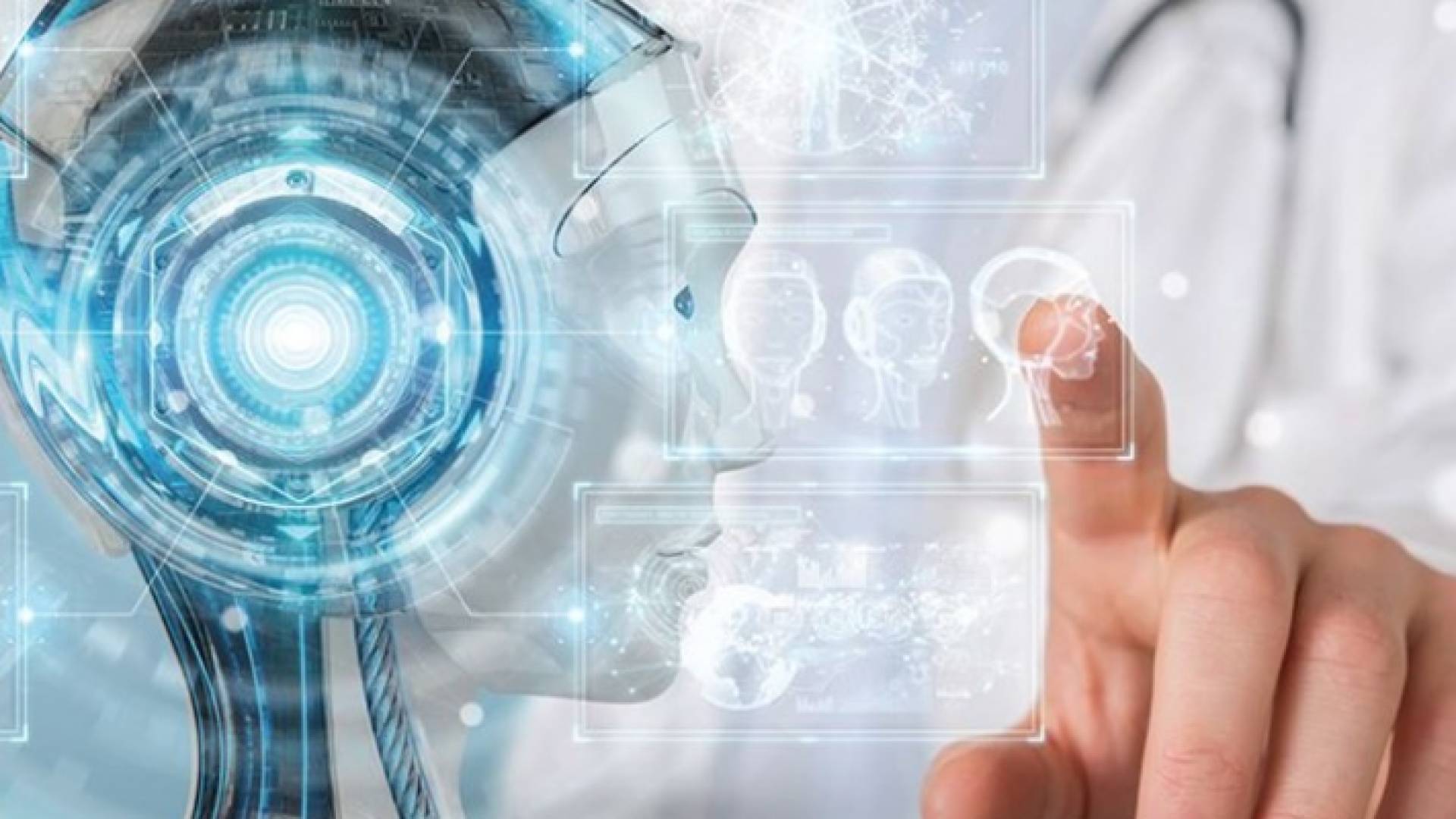 طبيب يستخدم وسائل الذكاء الاصطناعي في مجال الصحة "تعبيرية"