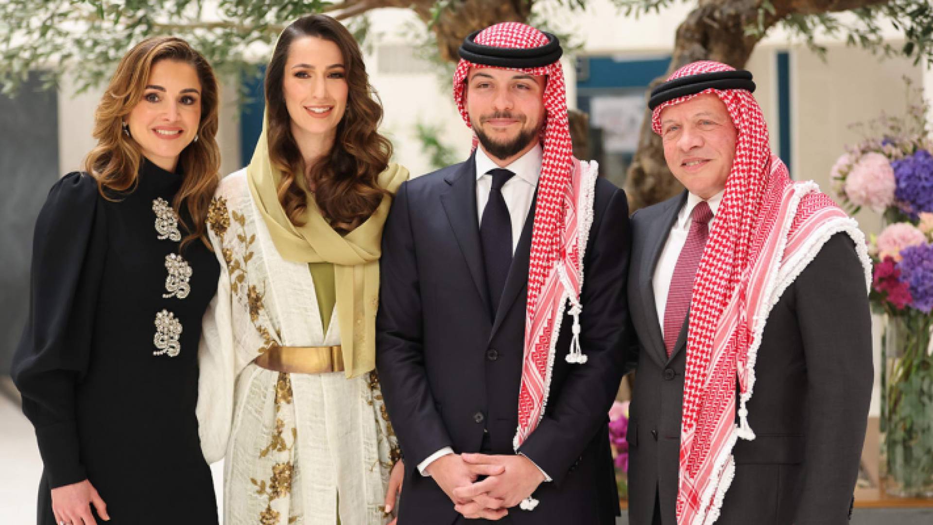 جلالة الملك عبد الله الثاني والملكة رانيا العبد لله والأمير الحسين بن عبد الله الثاني والآنسة رجوة