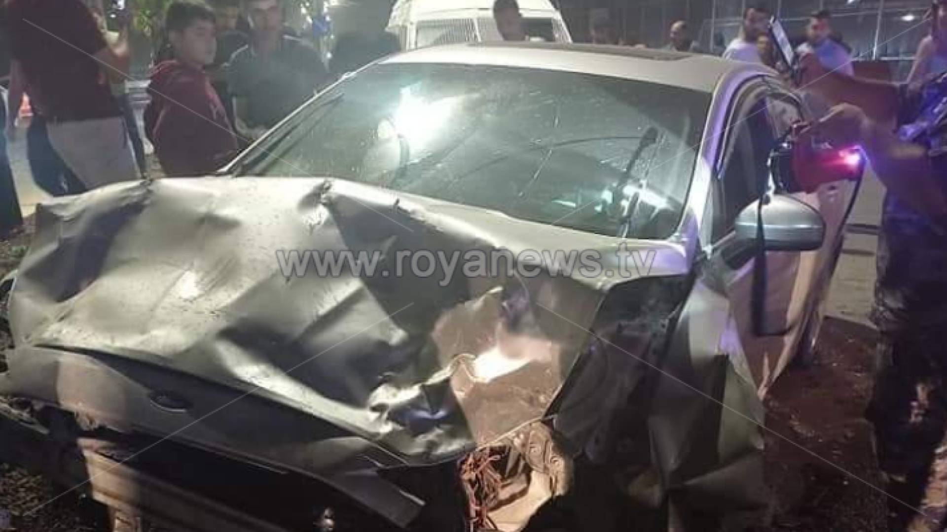 جانب من الحادث على طريق جمرك الرمثا