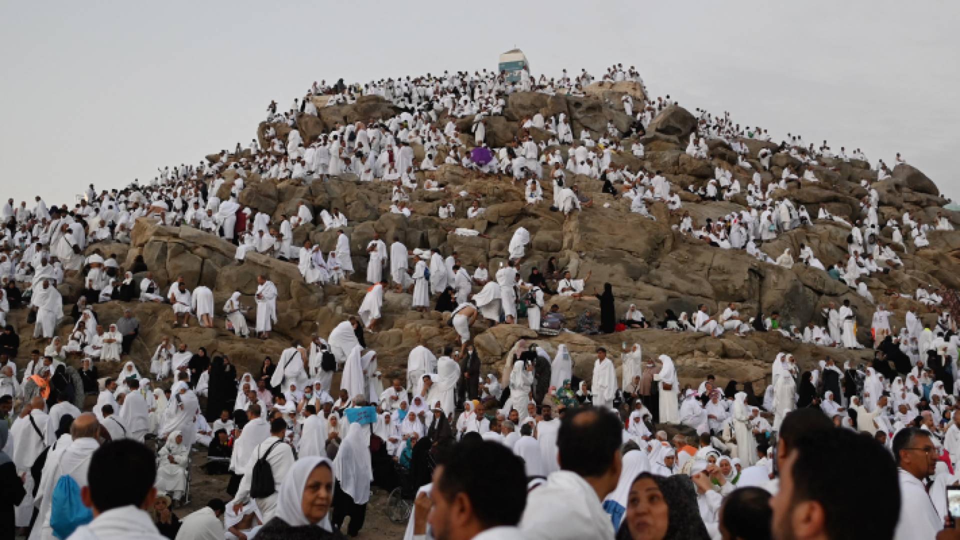 حجاج بيت الله الحرام يقفون على عرفات