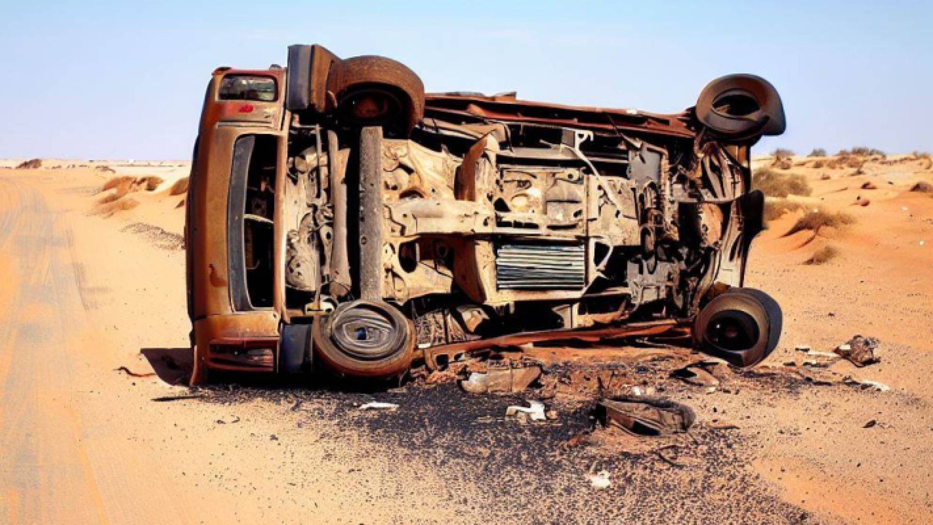 صورة تعبيرية لحادث تصادم عبر تقنية الذكاء الاصطناعي