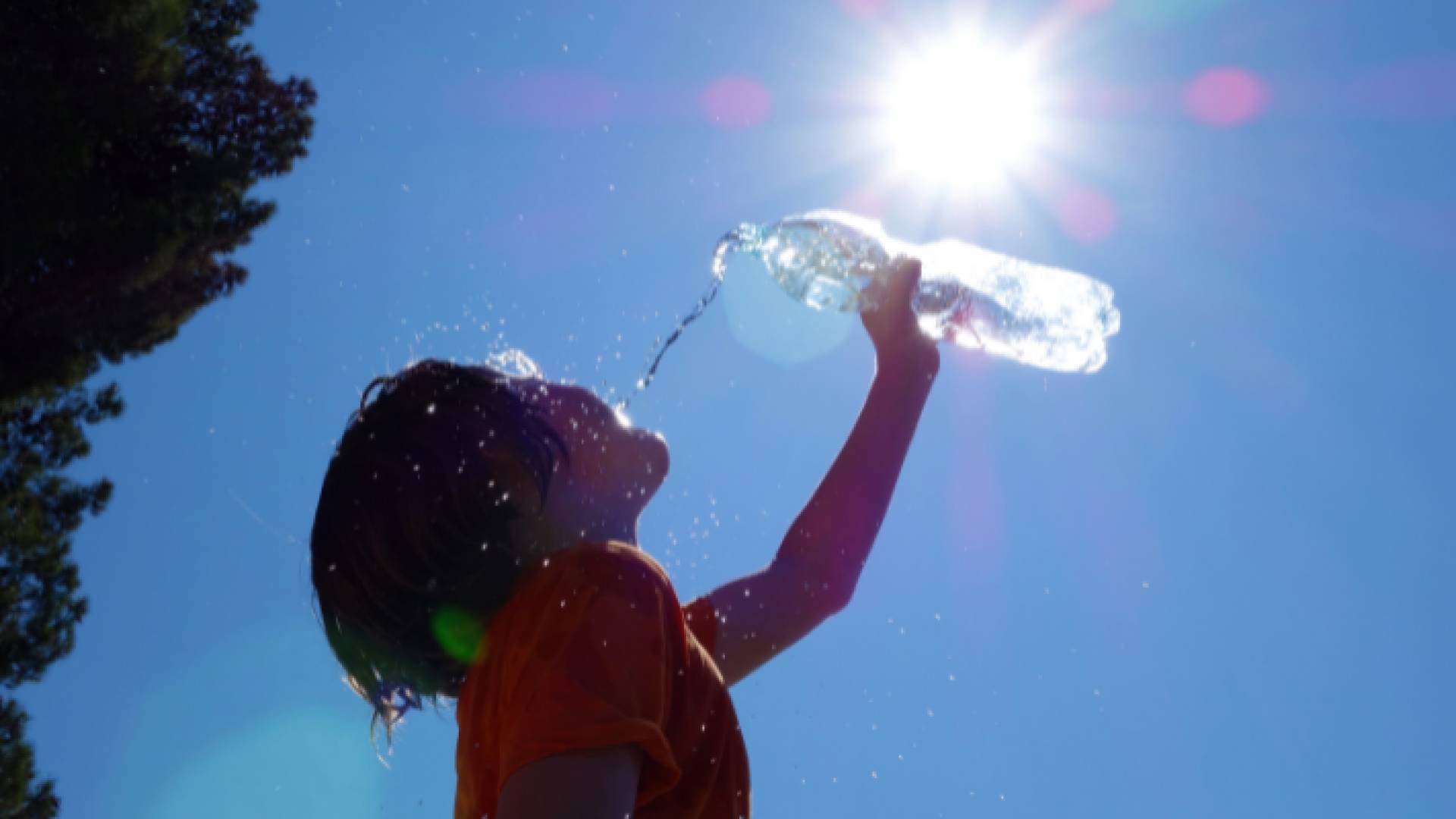 شخص يشرب المياه في ظل درجات الحرارة المرتفعة