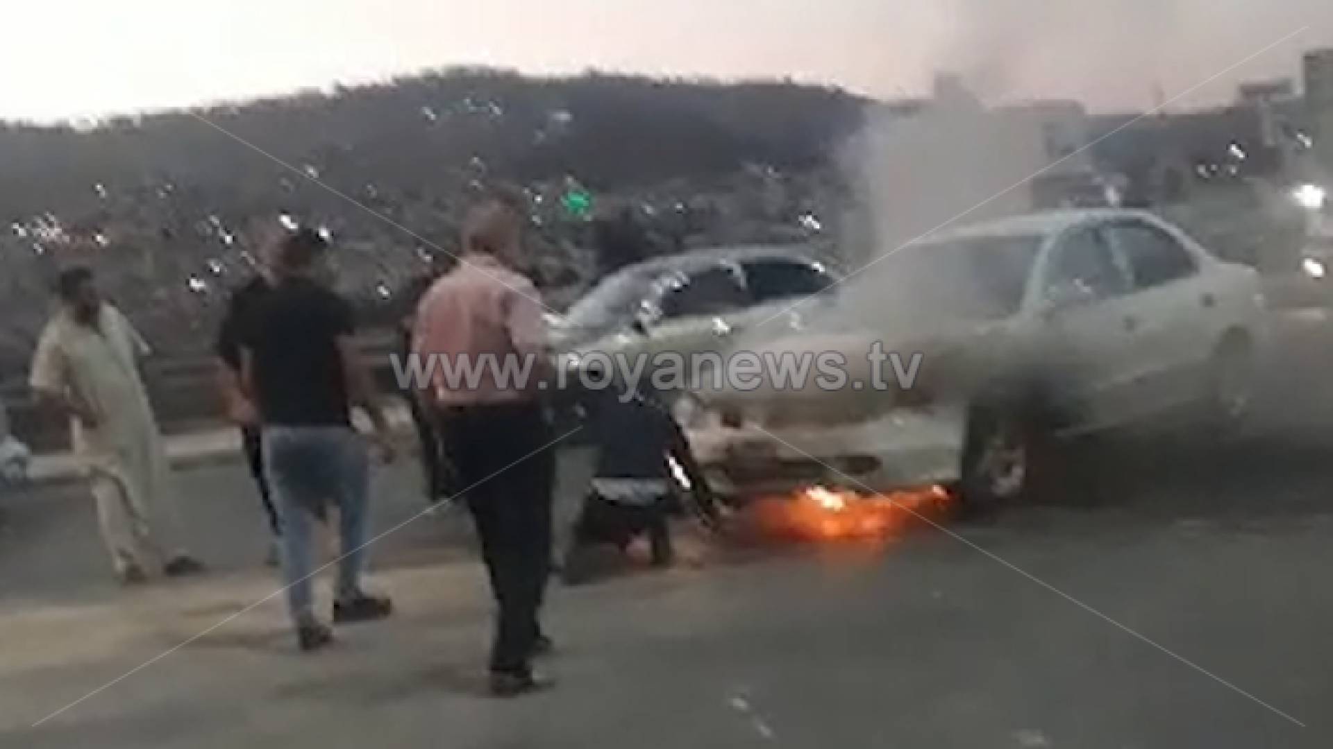 الصورة من حريق المركبة