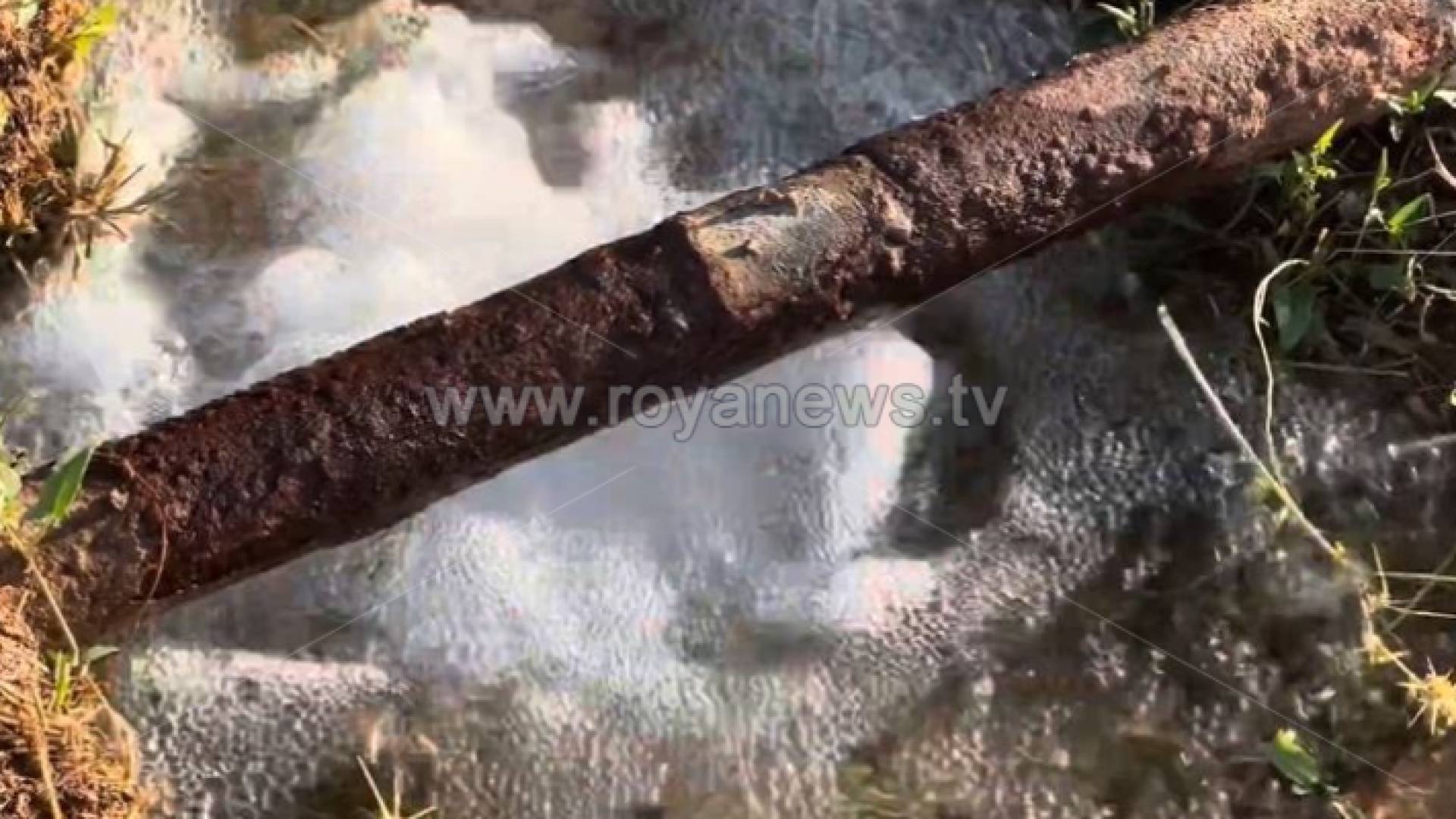 هدر مياه من أحد الخطوط في المفرق