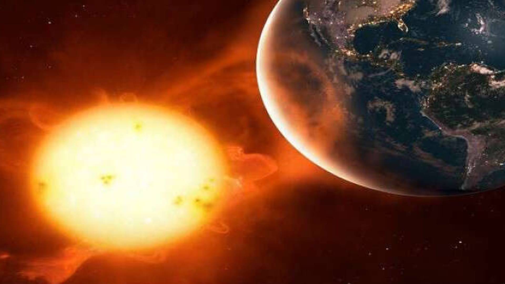 صورة تعبر عن عاصفة مغناطيسية شمسية
