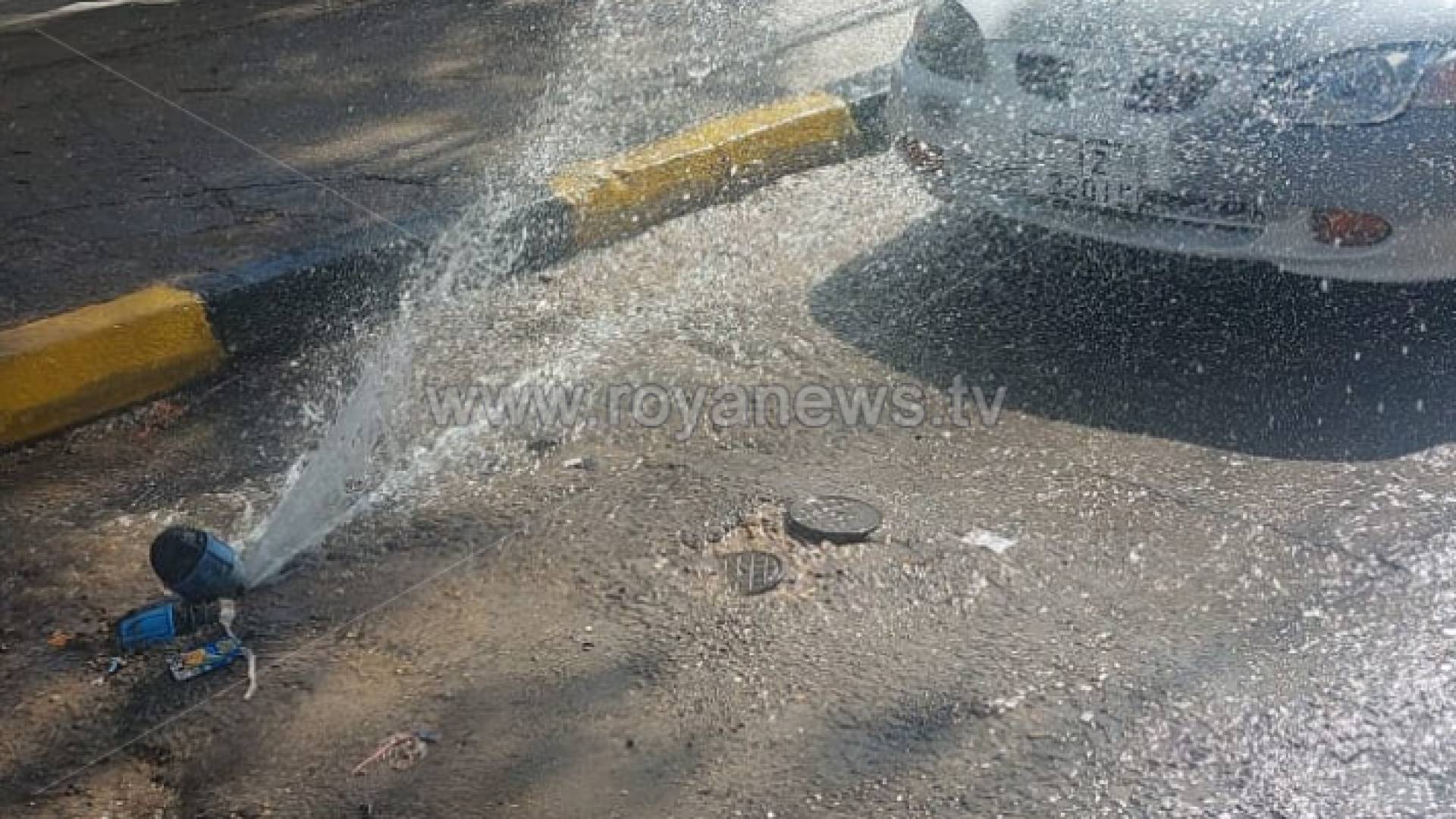 صورة للمياه المهدورة في مخيم الشهيد عزمي المفتي